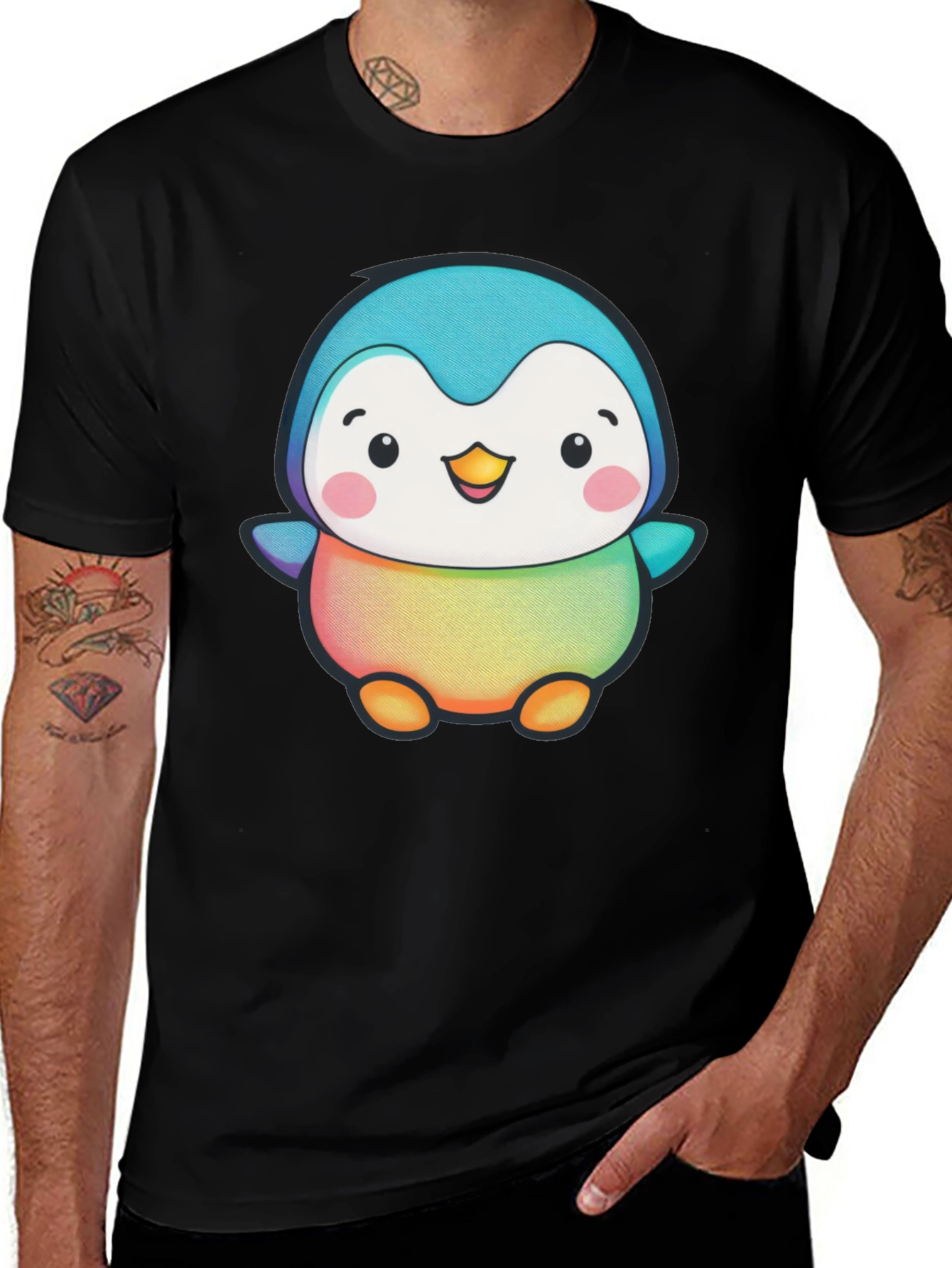 Variant 6 of Cute Rainbow Penguin Graphic Tee
