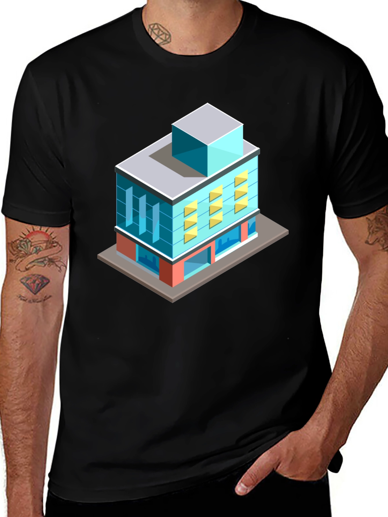 Variant 9 of Isometric Building Graphic Tee - Urban Style