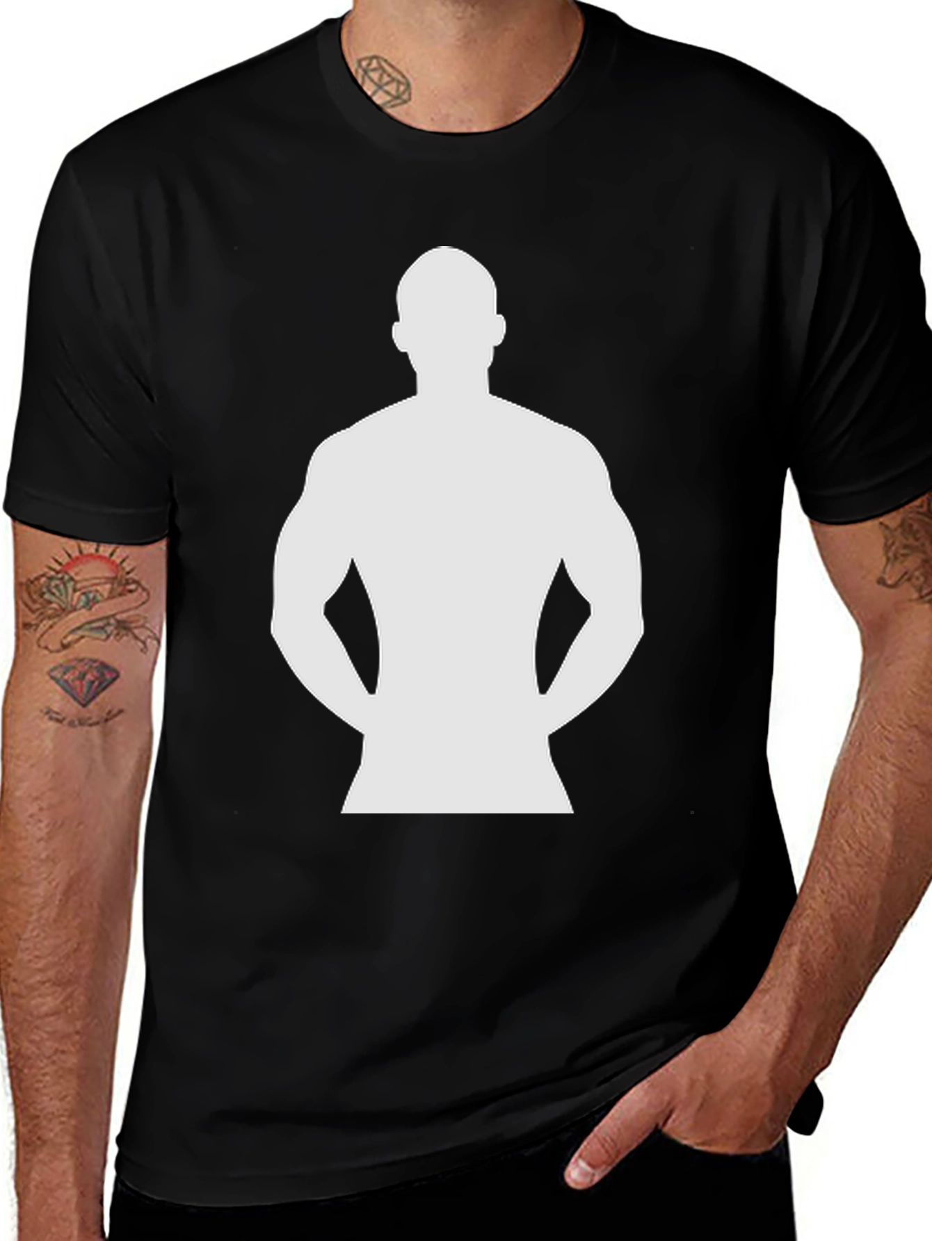 Variant 23 of Black T-Shirt with Silhouette Graphic