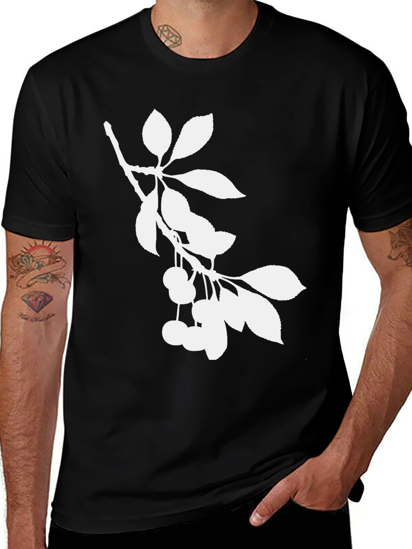 Variant 22 of Cherry Branch T-Shirt - Stylish Black Tee