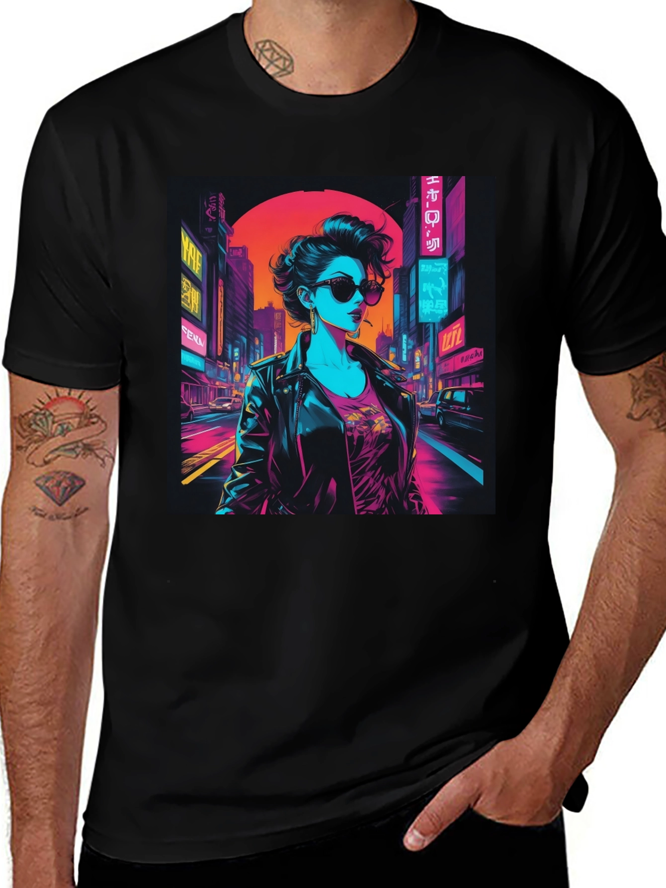 Variant 9 of Cyberpunk Cityscape Graphic Tee