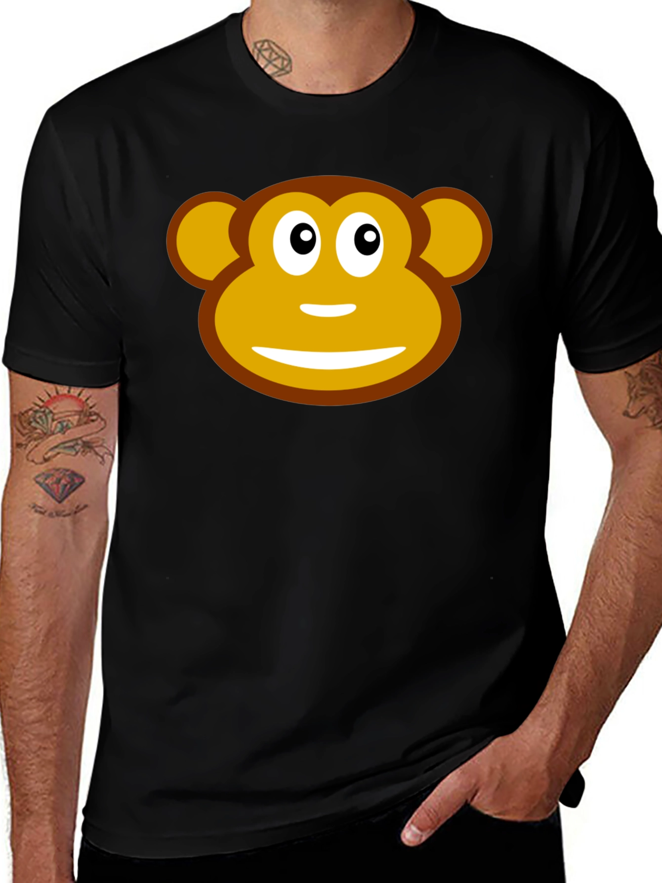 Variant 23 of Monkey Face Graphic Tee - Casual Black T-Shirt