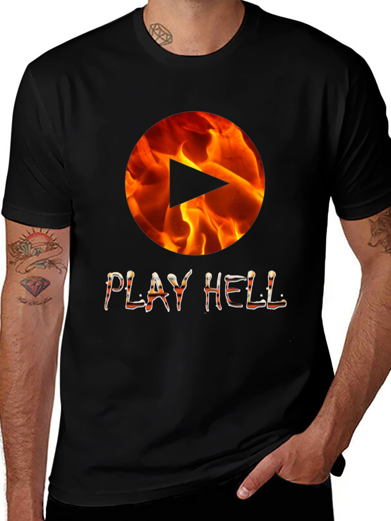 Variant 16 of Play Hell Graphic Tee - Fiery Design