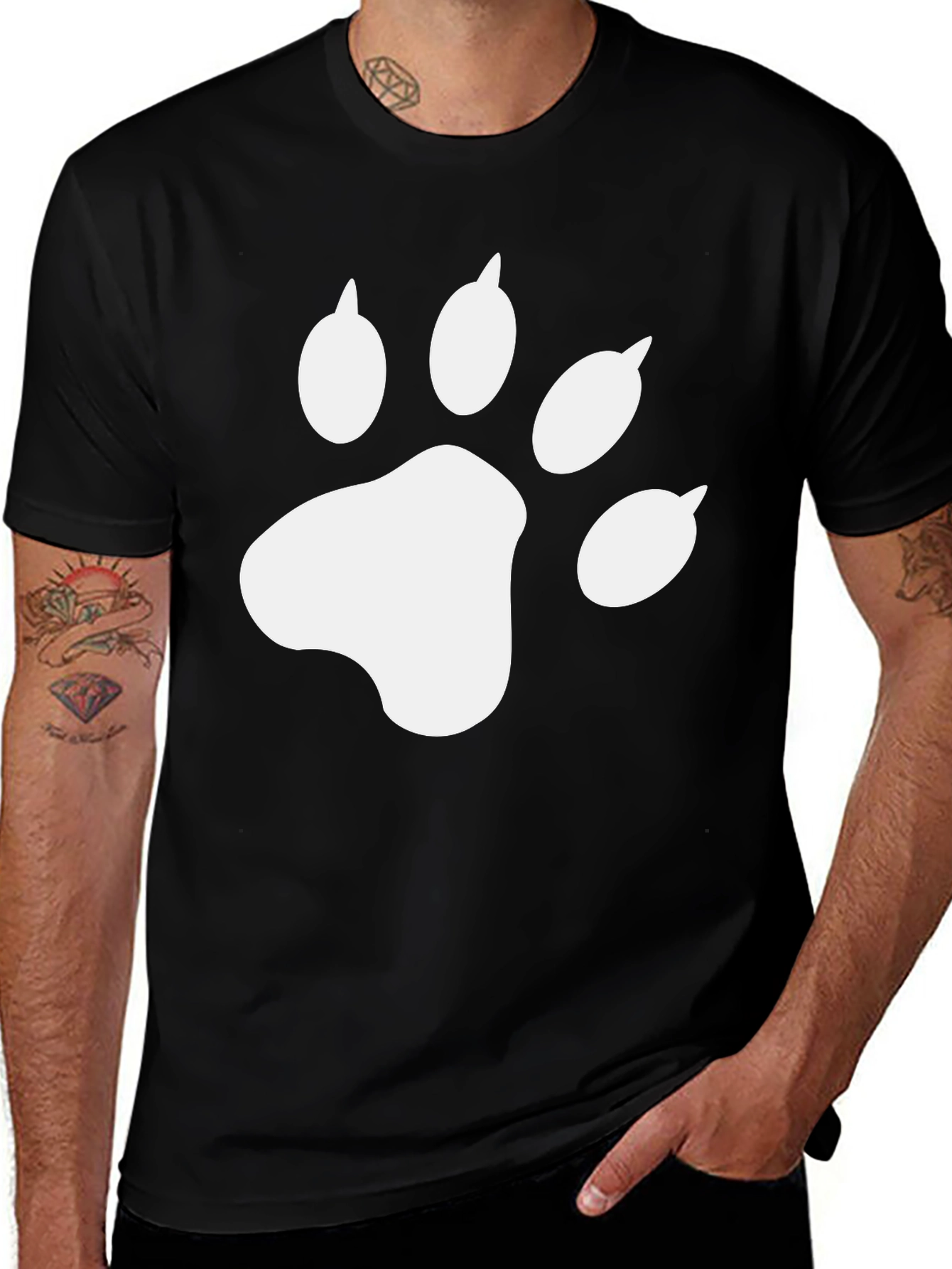 Variant 28 of Cool Cat Paw Print Black T-Shirt