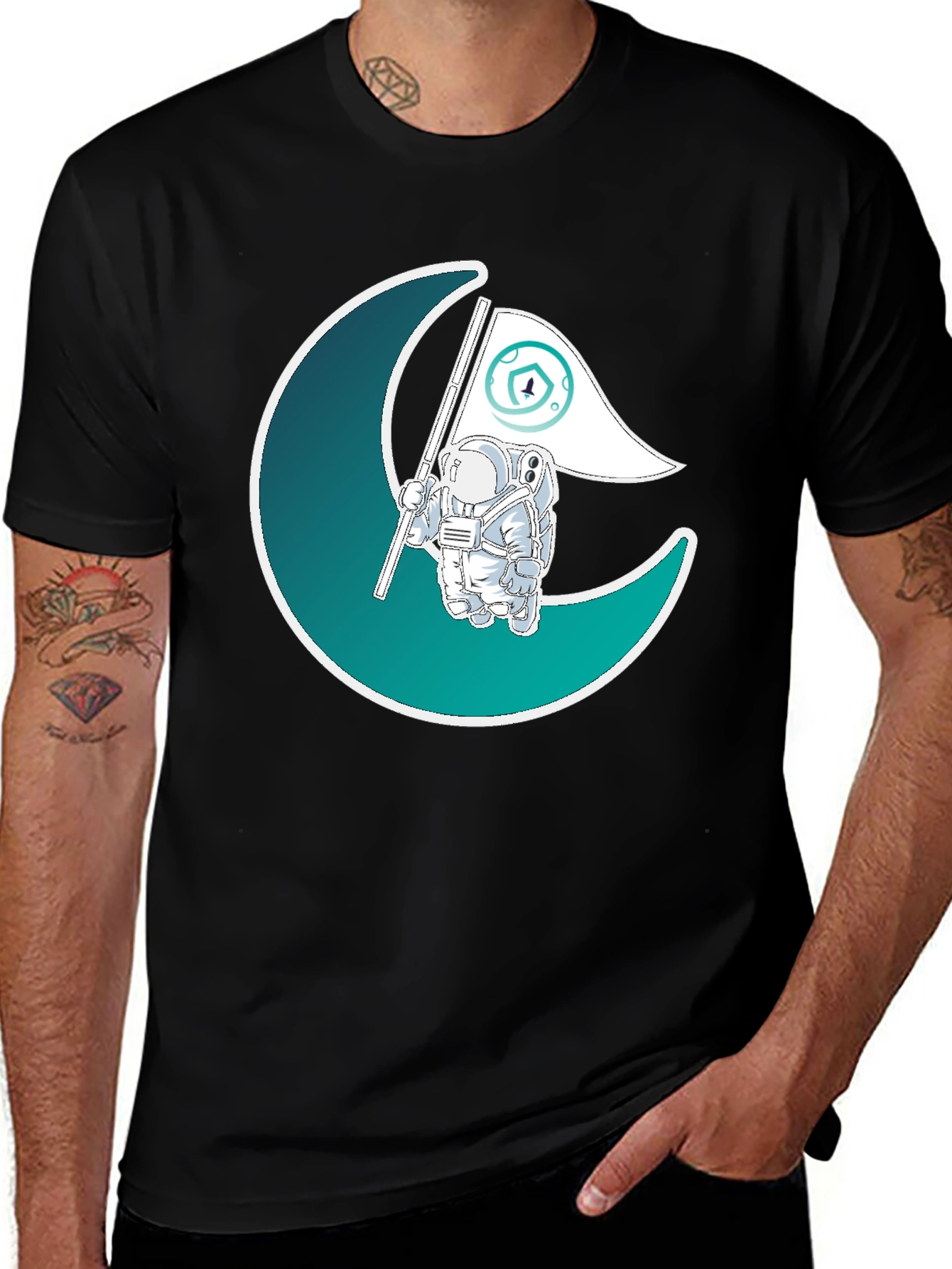 Variant 2 of Astronaut Moon Landing Graphic Tee