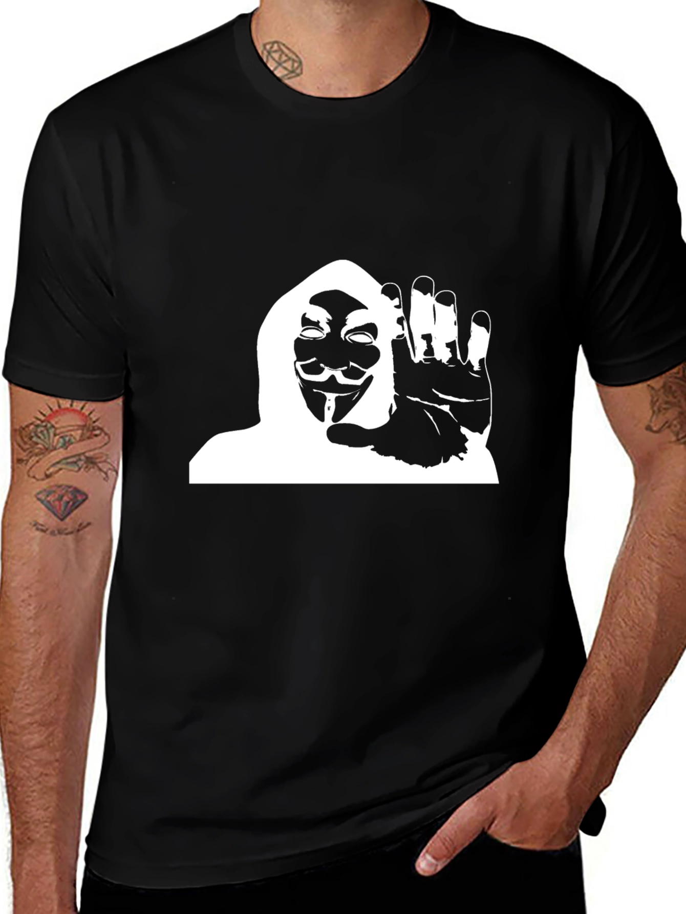 Anonymous Mask Graphic Black T-Shirt
