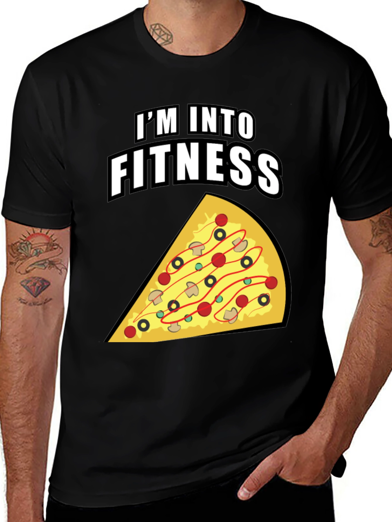 Variant 24 of Pizza Fitness Graphic T-Shirt - Funny Workout Tee