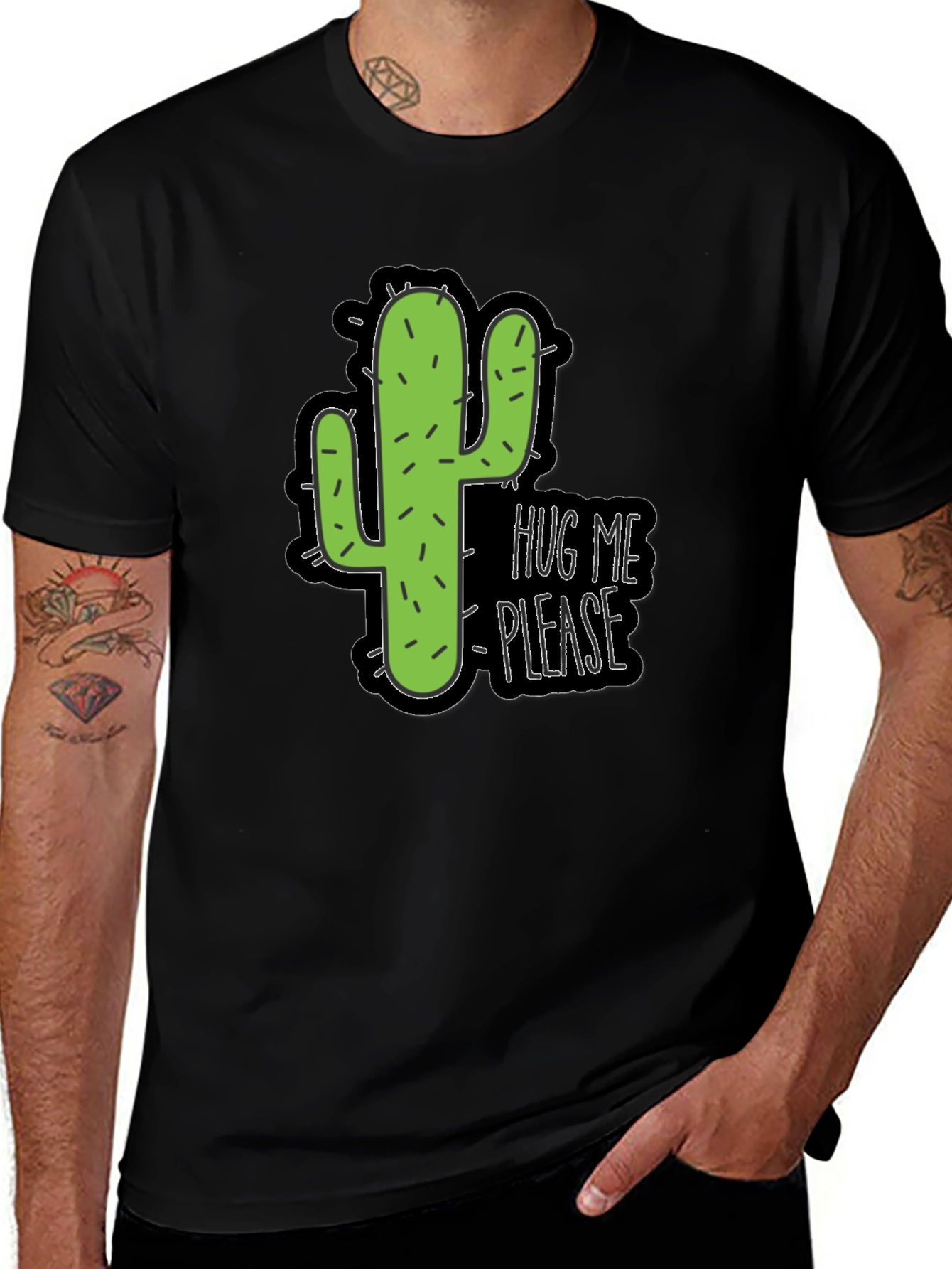 Variant 10 of Hug Me Please Cactus Graphic Tee - Trendy Unisex T-Shirt