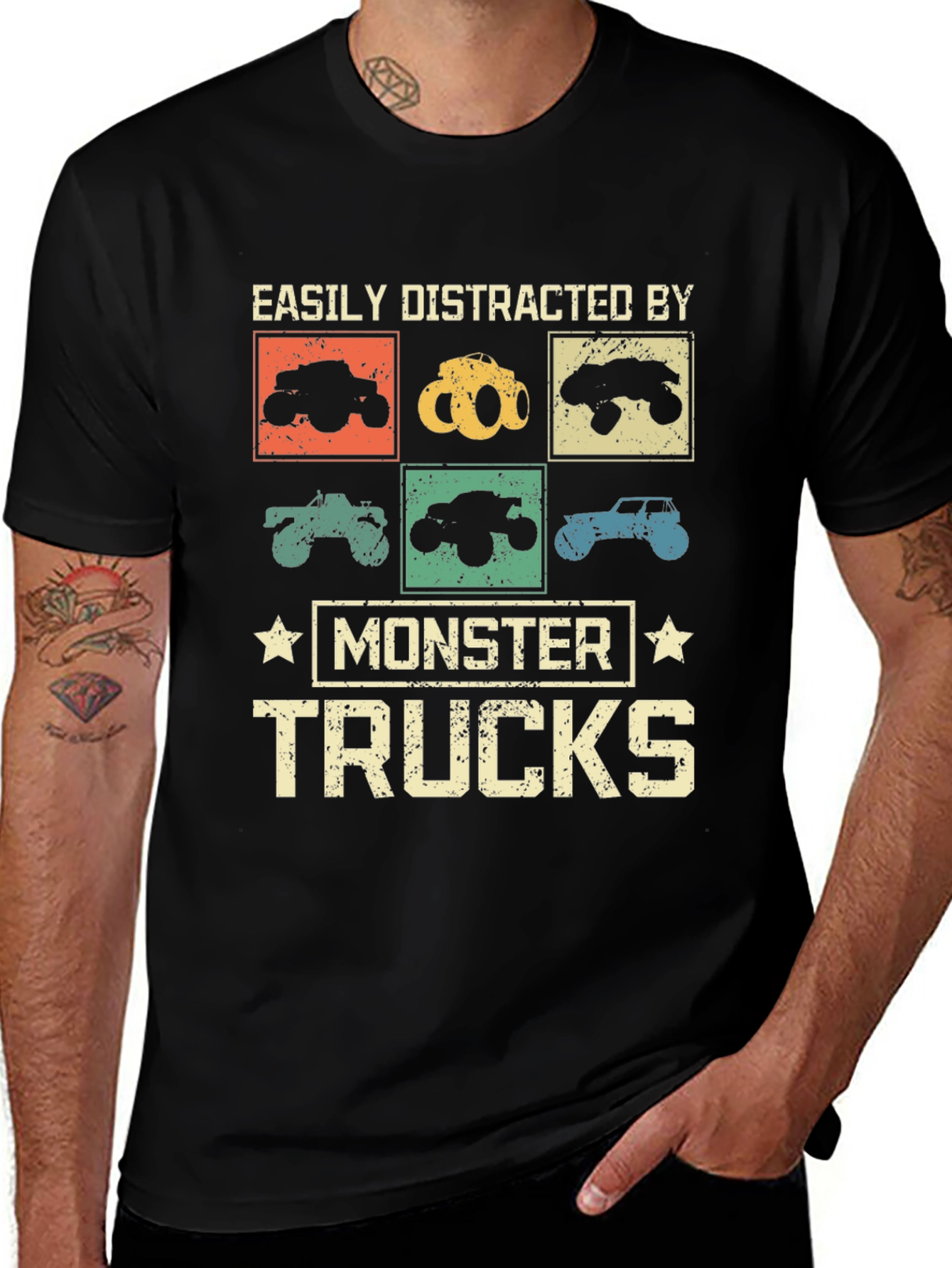 Variant 21 of Monster Truck Fan T-Shirt - Easily Distracted Tee