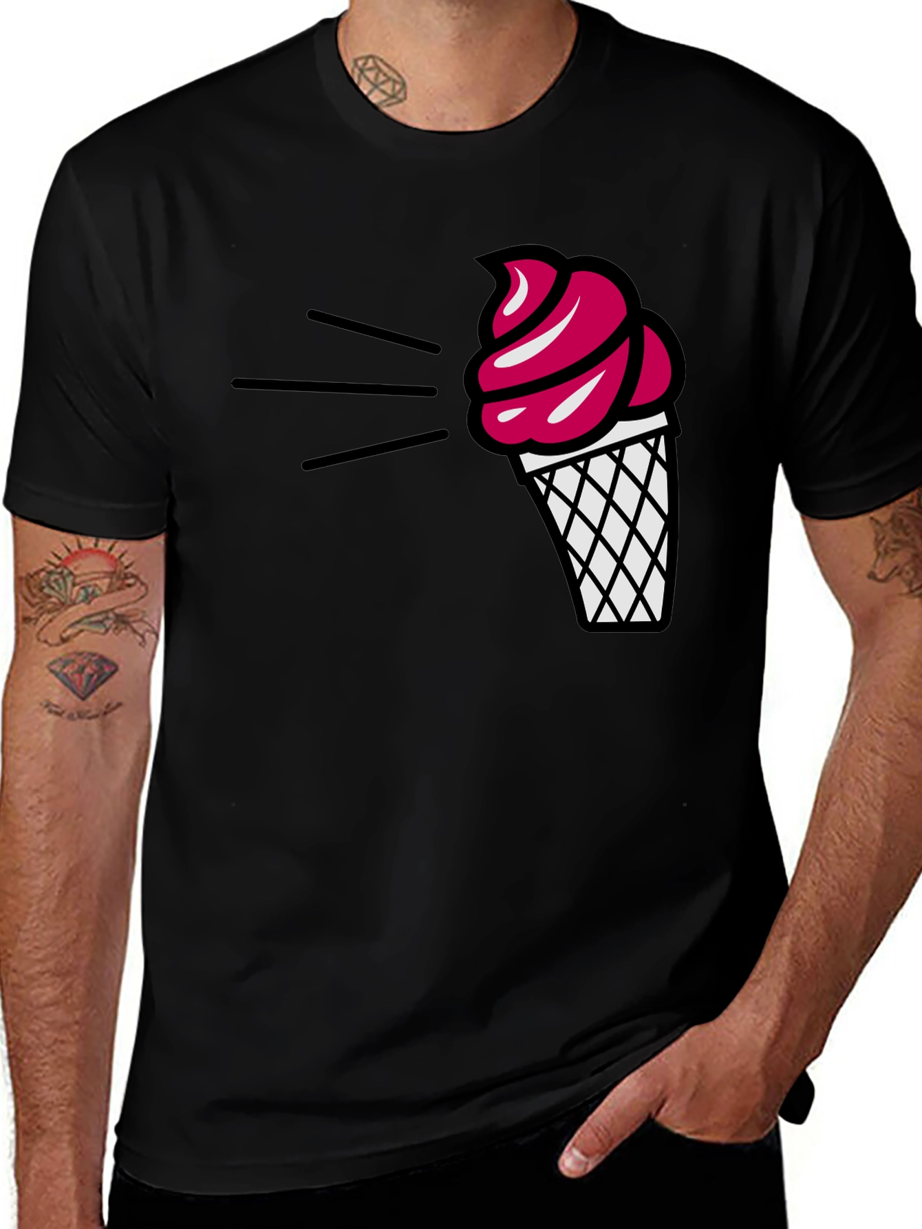 Variant 20 of Cool Ice Cream Graphic Tee - Black Casual Shirt