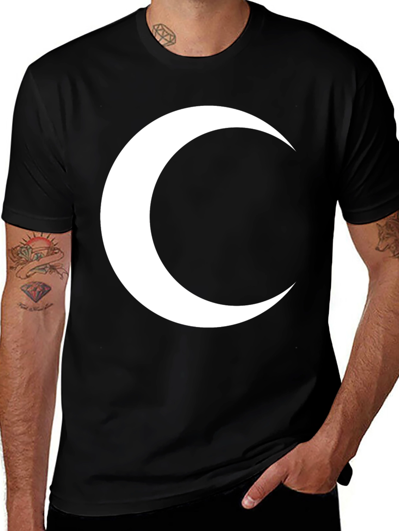 Variant 2 of Crescent Moon Graphic T-Shirt - Modern Black Tee
