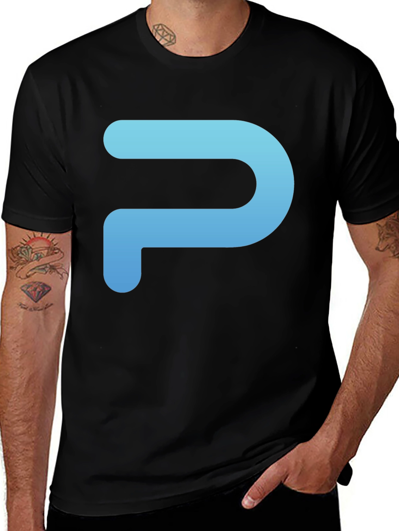 Modern "P" Logo Black T-Shirt