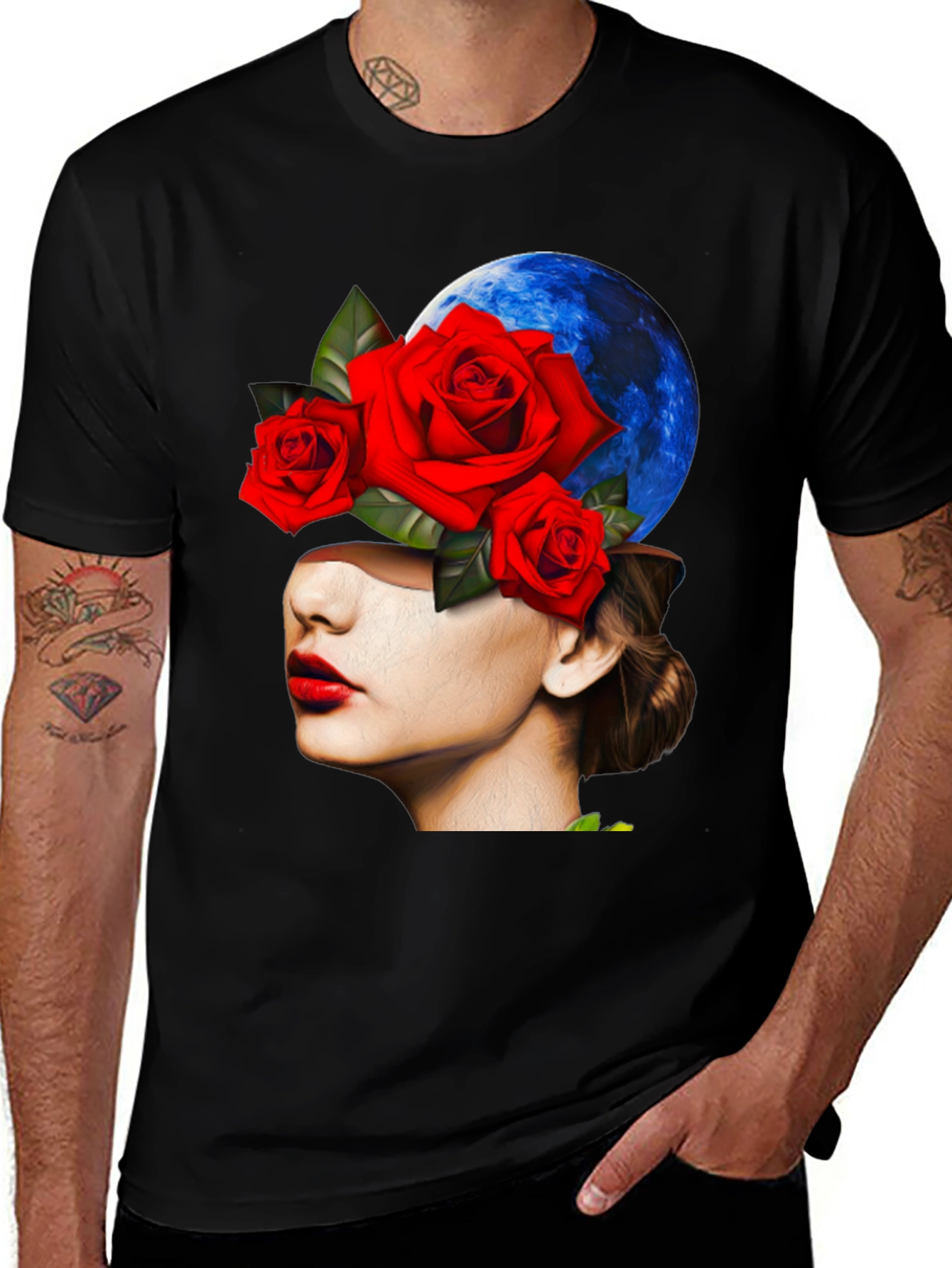 Variant 4 of Floral Woman Graphic Black T-Shirt