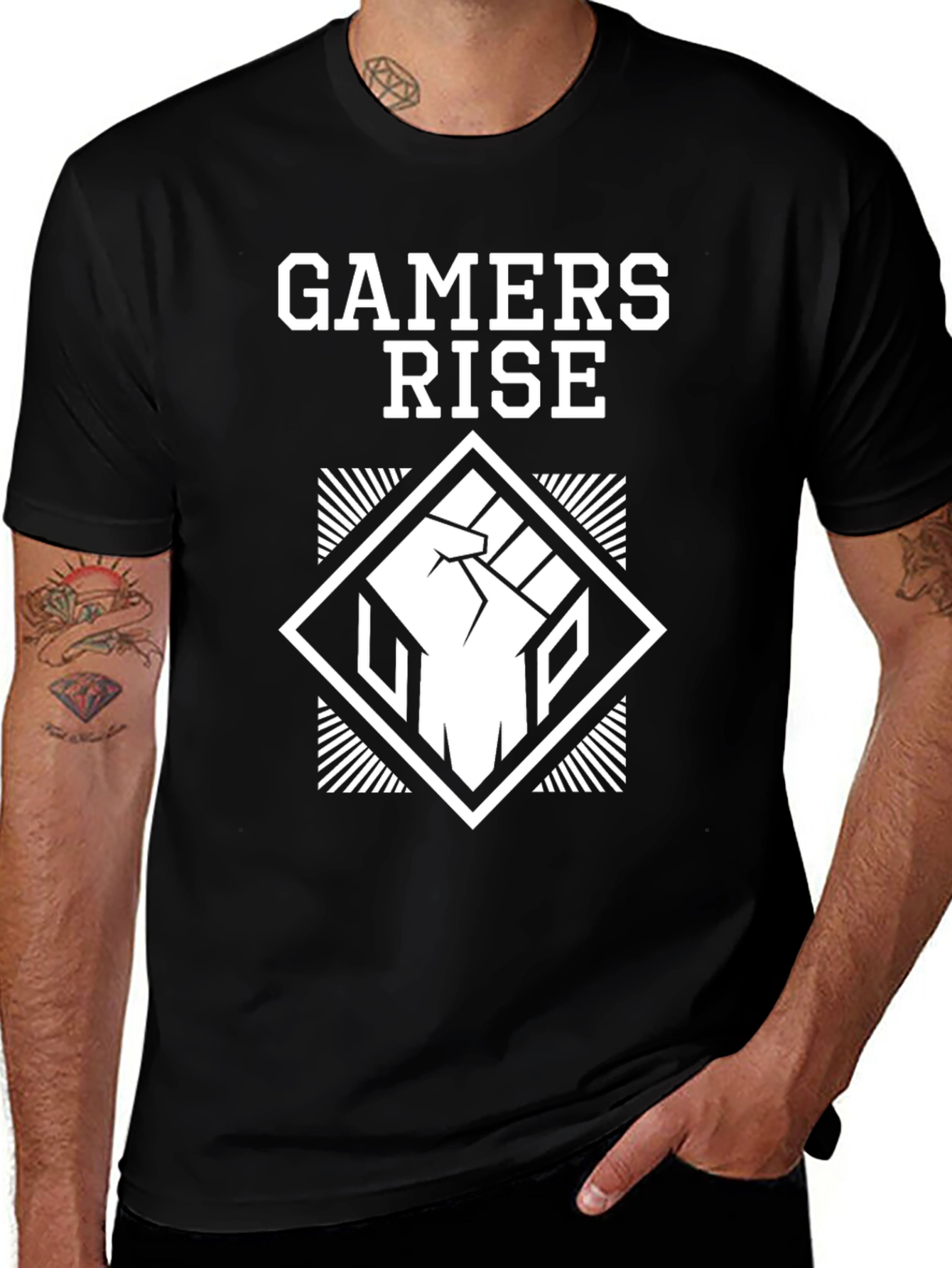 Variant 20 of Gamers Rise Graphic Tee - Black Cotton T-Shirt