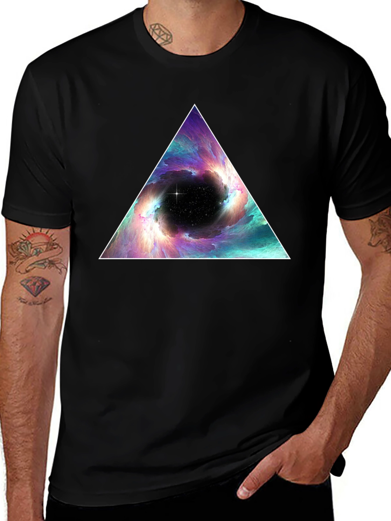 Variant 29 of Cosmic Triangle Graphic Tee - Black