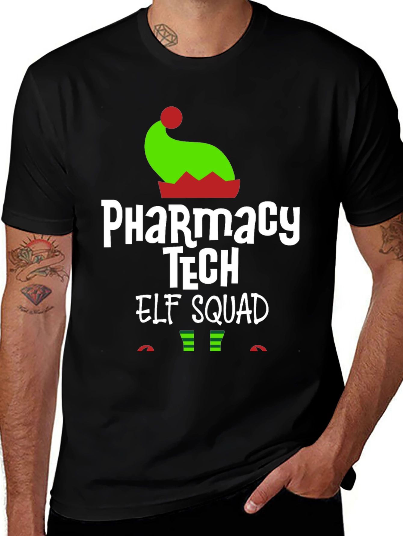 Pharmacy Tech Elf Squad Christmas T-Shirt