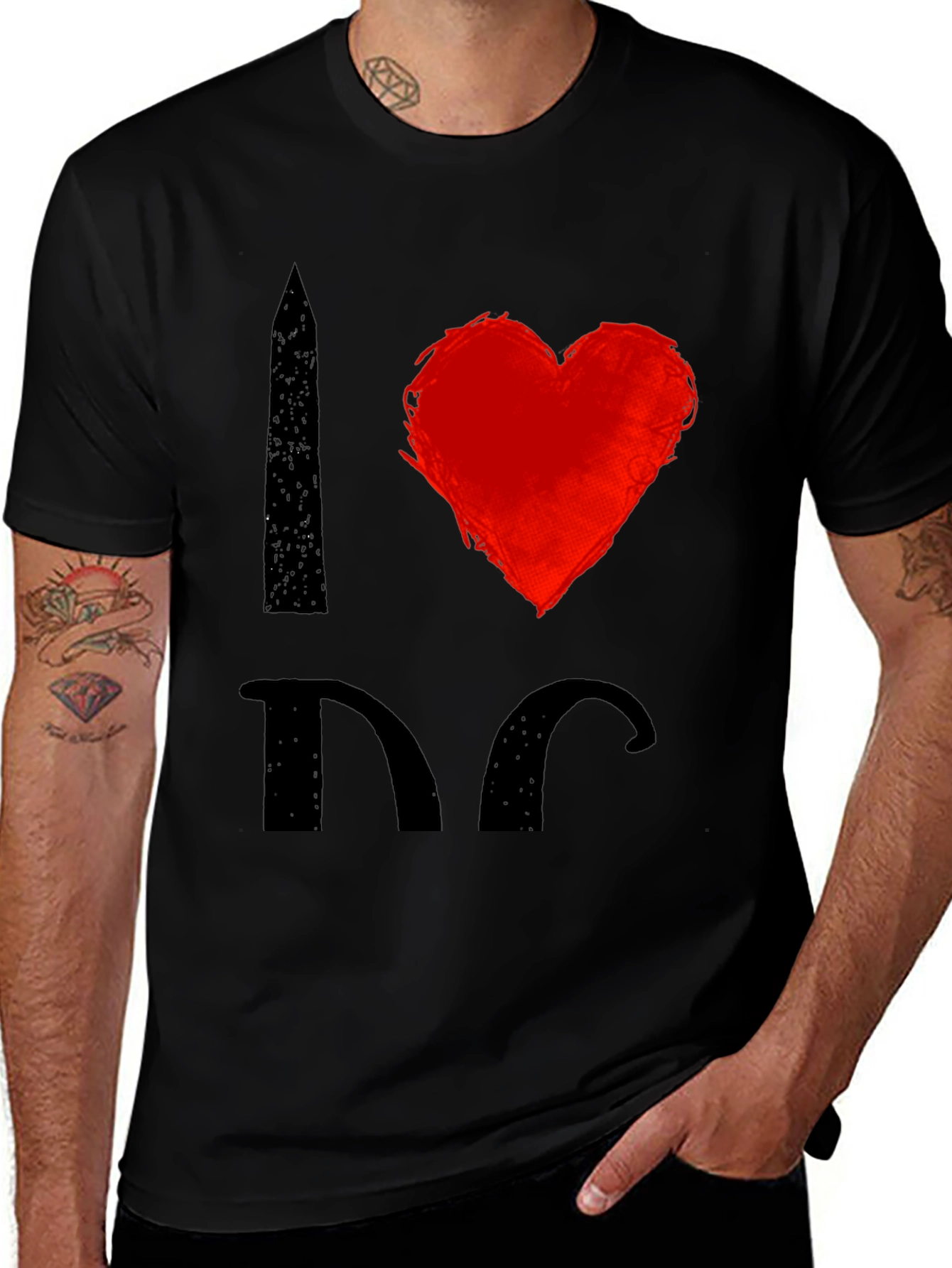 I Love DC T-Shirt Black Cotton Graphic Tee
