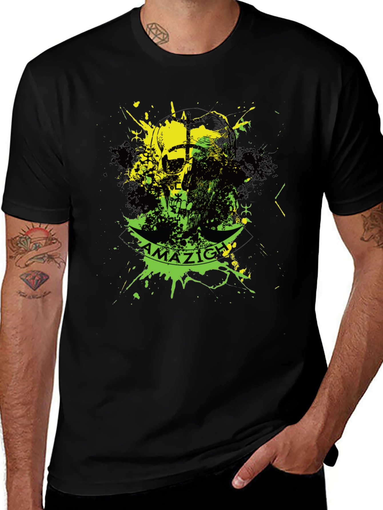 Variant 25 of Amazigh Skull Graphic Black T-Shirt