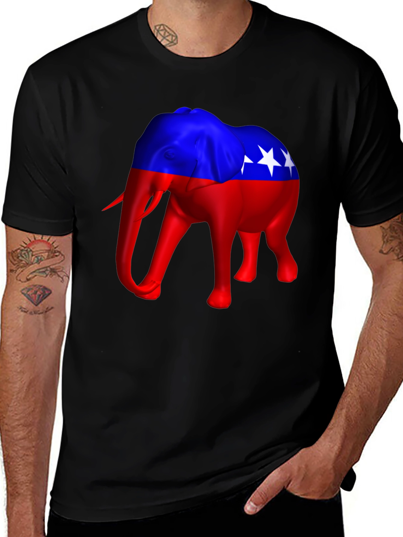 Variant 28 of Elephant Political USA Flag T-Shirt