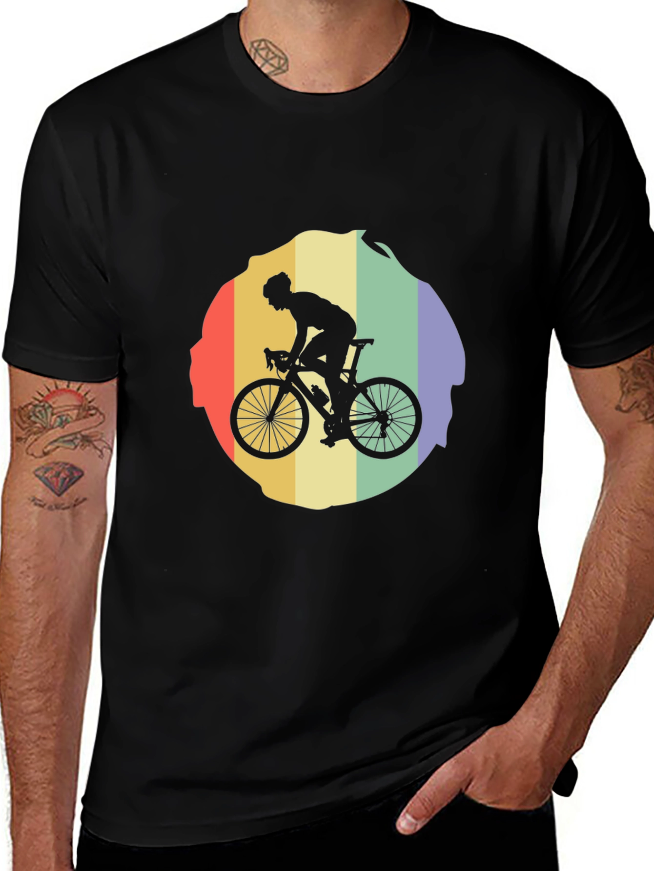 Variant 15 of Rainbow Cyclist T-Shirt - Retro Bike Lover Tee