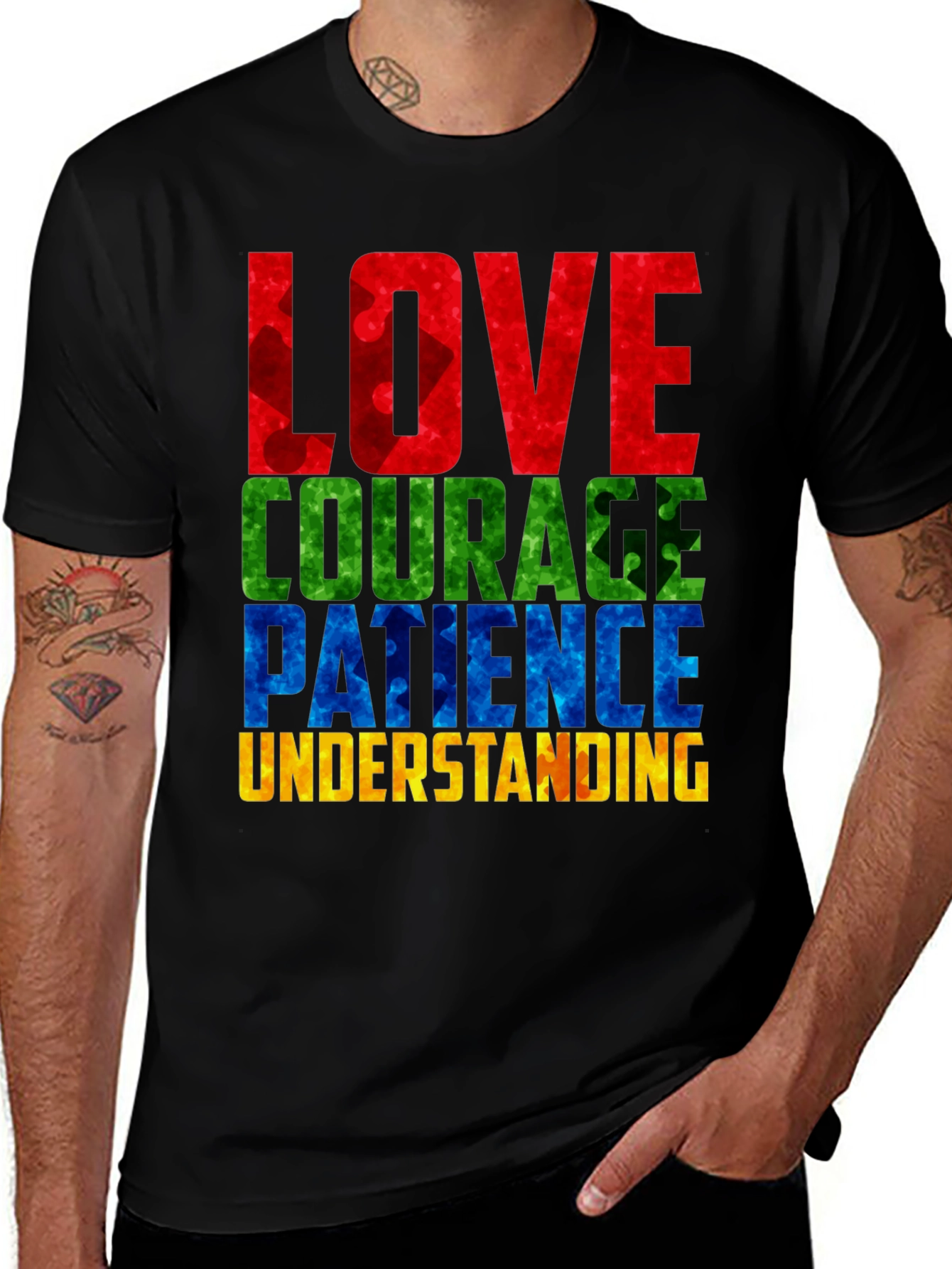 Autism Awareness T-Shirt Love Courage Patience Understanding