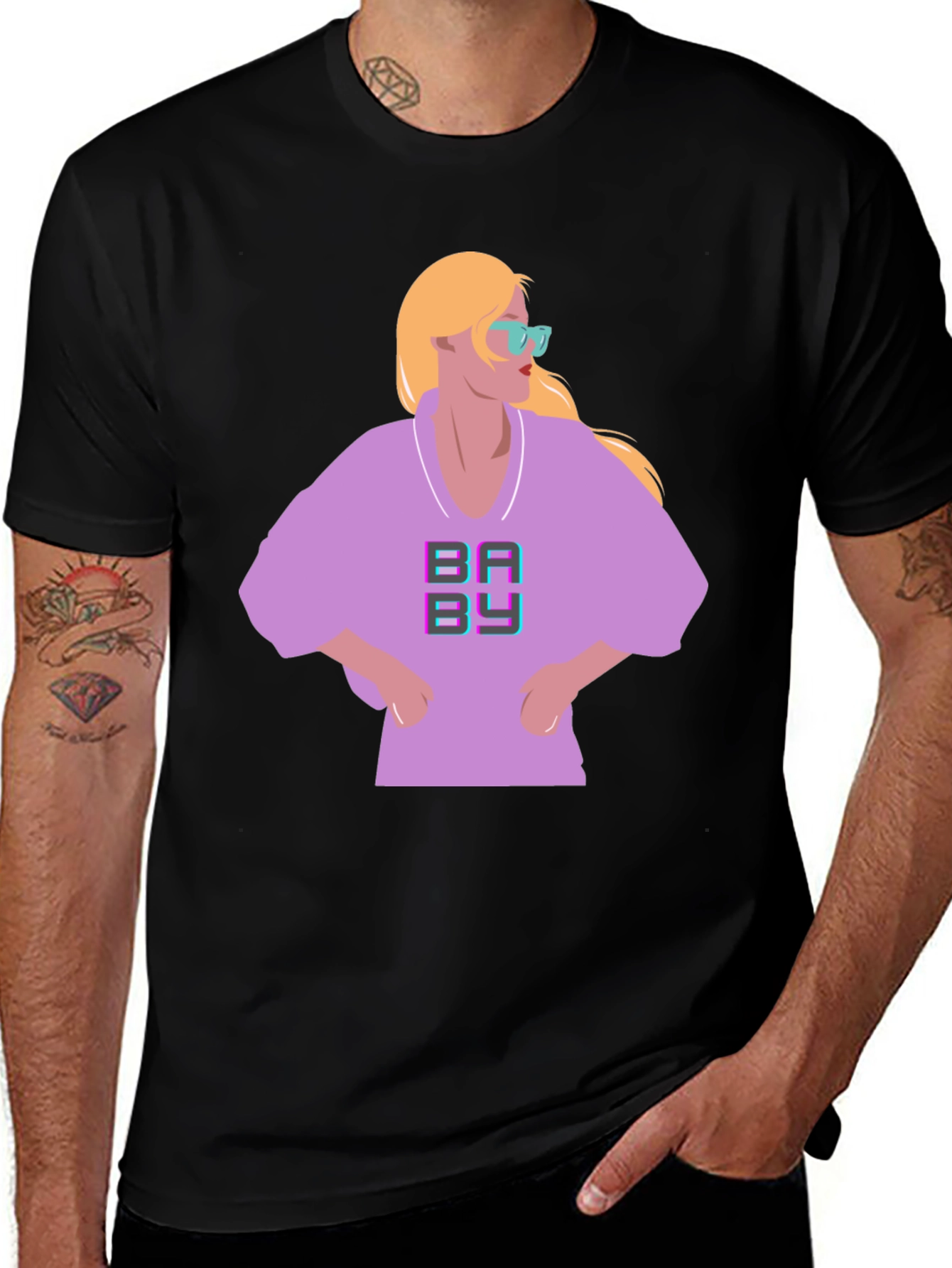 Variant 2 of Retro 'Baby' Graphic Tee - Black