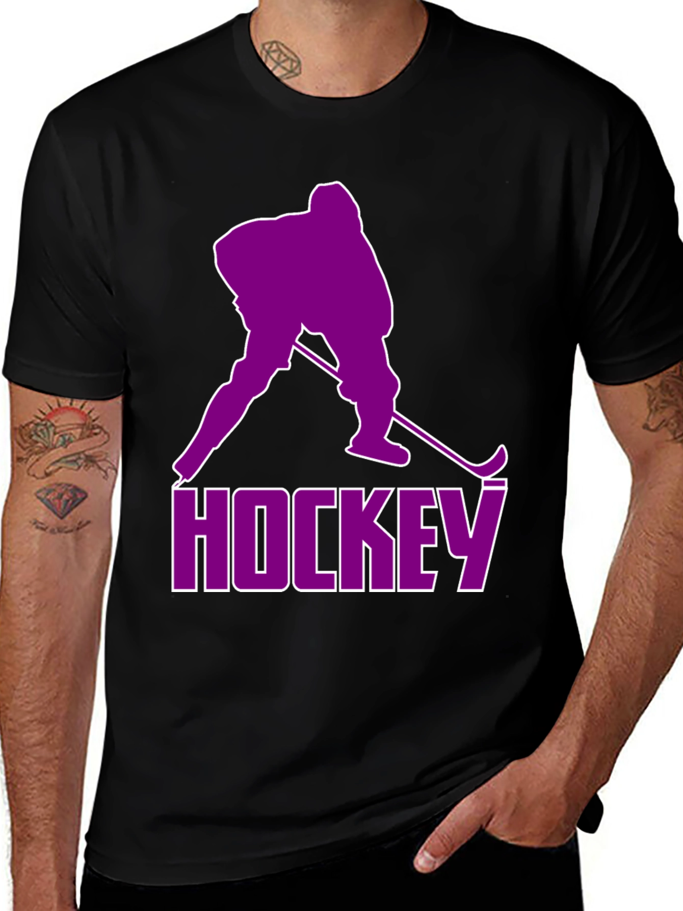 Variant 13 of Hockey Player Graphic T-Shirt - Black