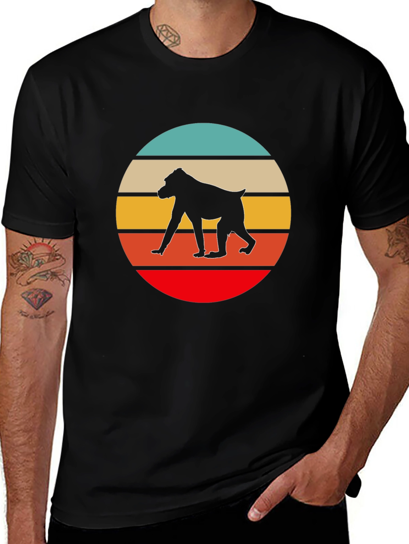 Variant 10 of Retro Baboon Sunset T-Shirt - Unique Graphic Tee