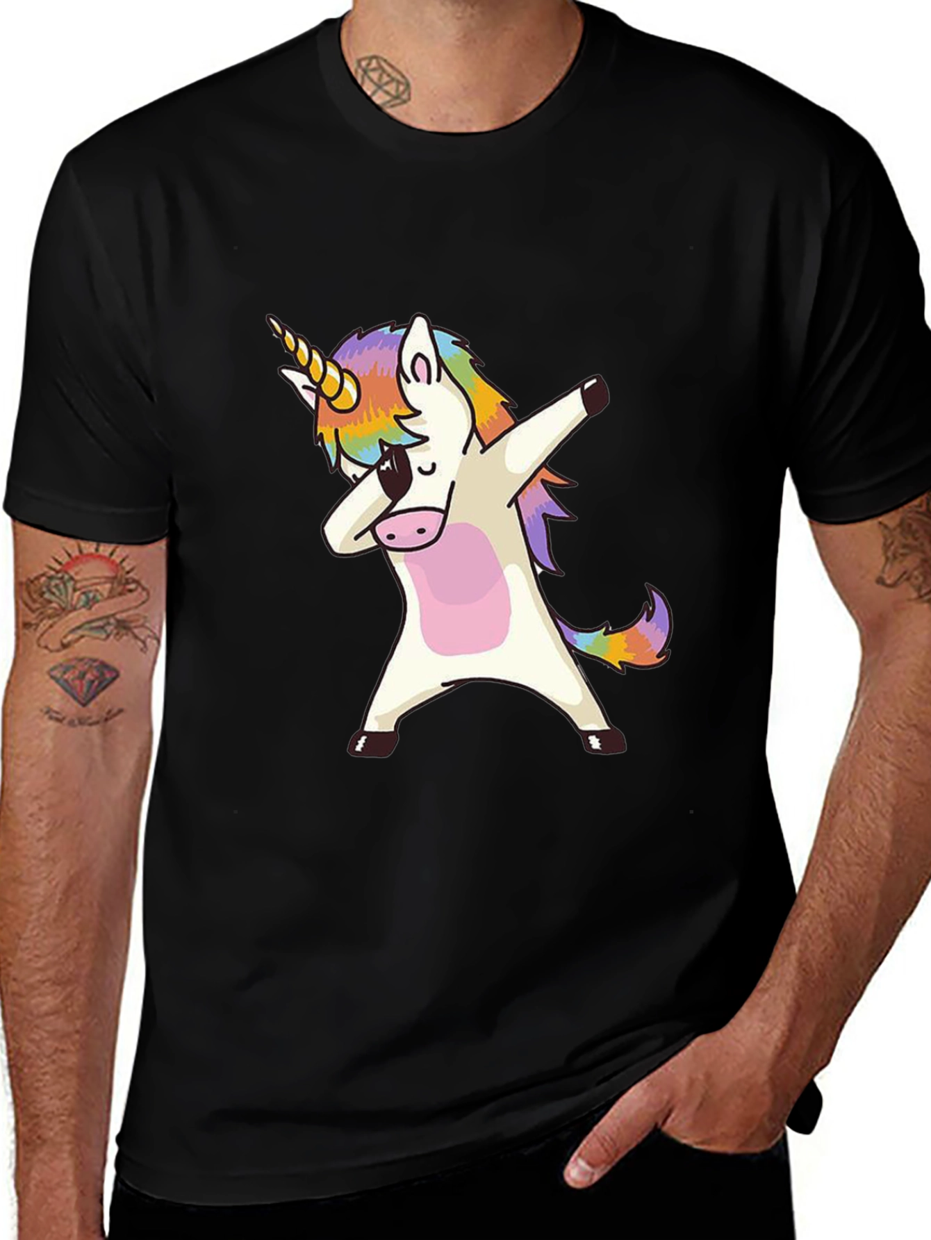 Variant 30 of Dabbing Unicorn Graphic Tee - Black