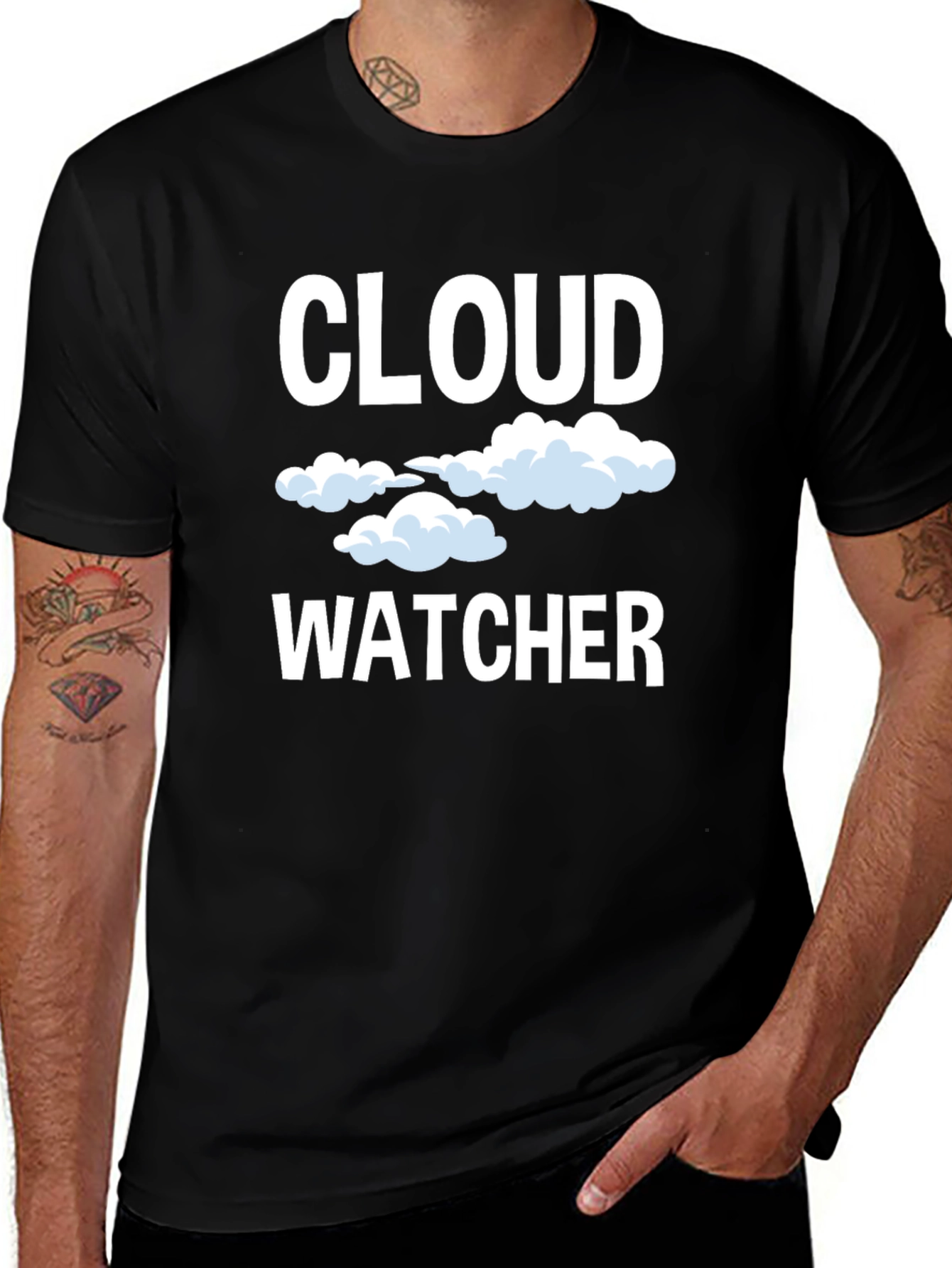 Variant 27 of Cloud Watcher Graphic Tee - Black Cotton T-Shirt