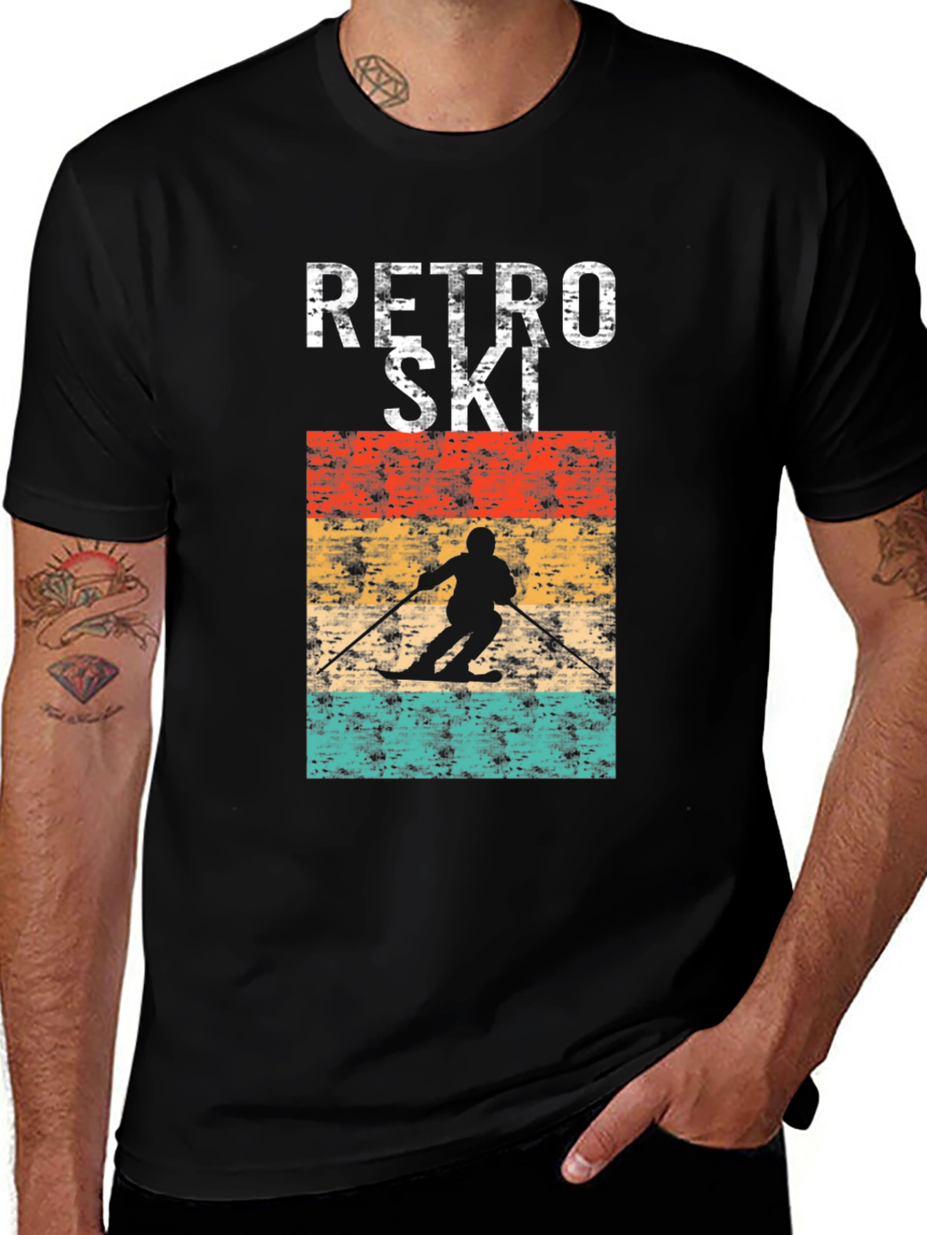 Variant 7 of Retro Ski T-Shirt - Vintage Style Black Tee
