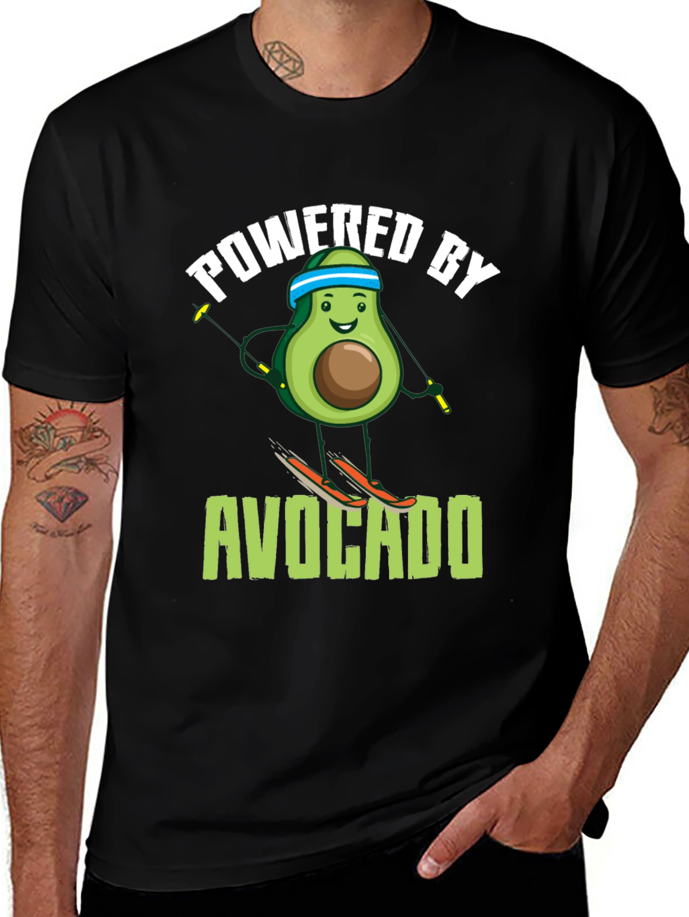 Variant 20 of Powered by Avocado Skiing T-Shirt