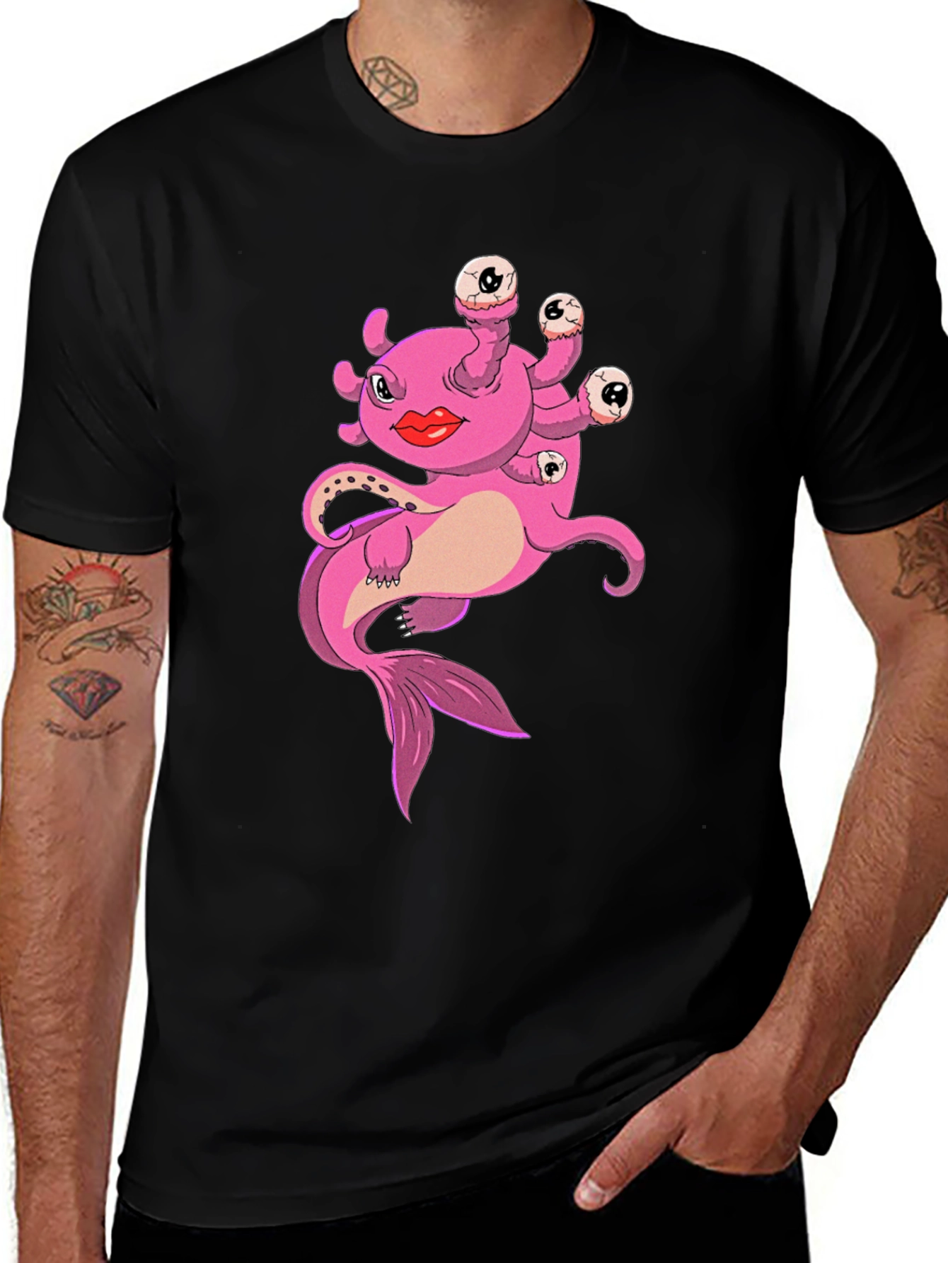 Variant 15 of Funny Pink Creature Graphic T-Shirt