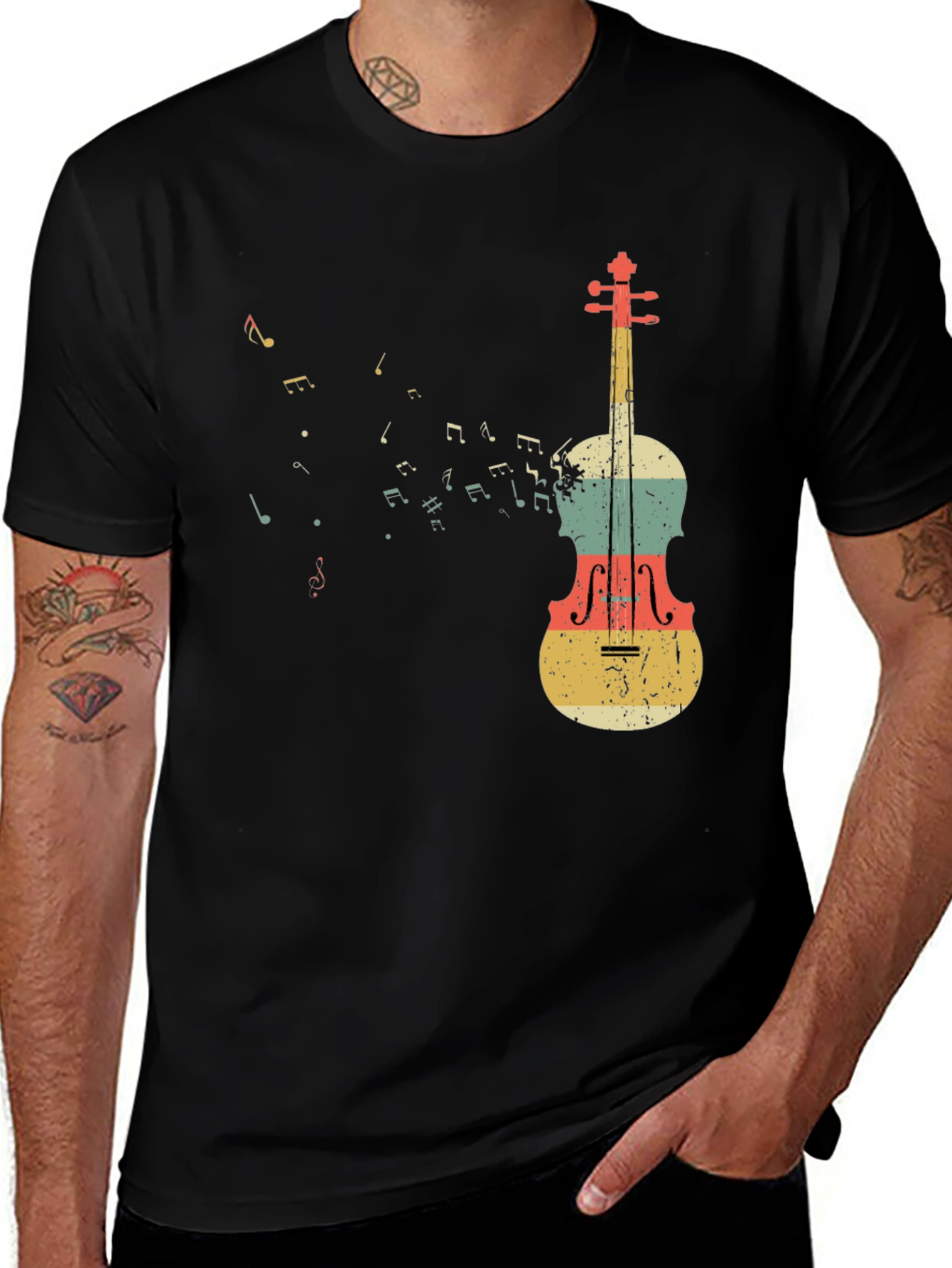 Variant 3 of Musical Notes & Violin Graphic T-Shirt
