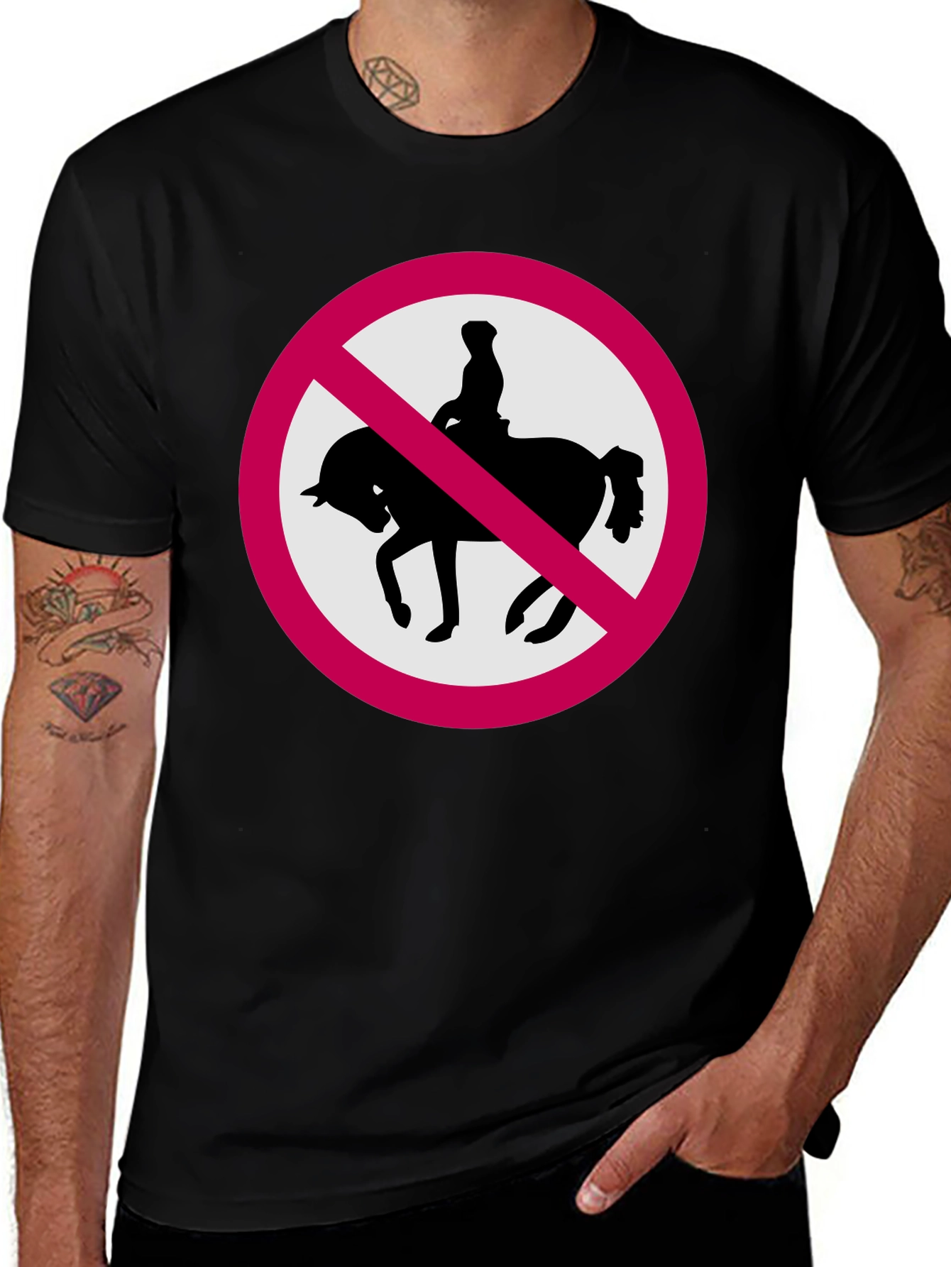 Variant 15 of No Horse Riding Black T-Shirt