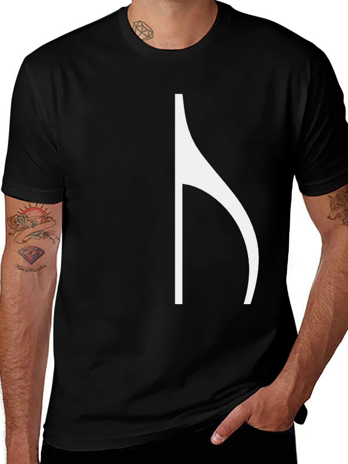 Variant 28 of Minimalist Half Note Music Symbol Black T-Shirt