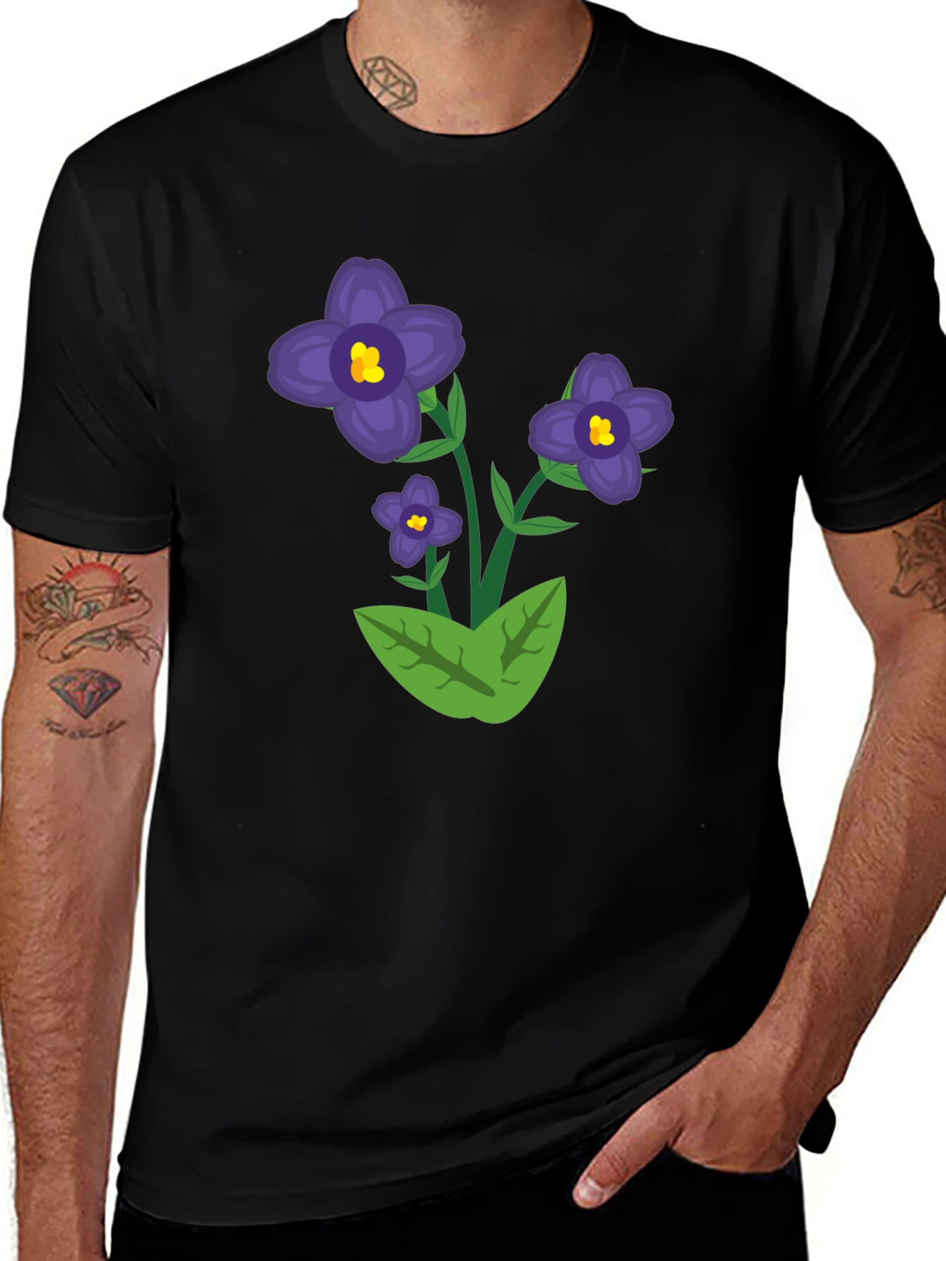 Variant 18 of Floral Graphic Tee - Stylish Black T-Shirt