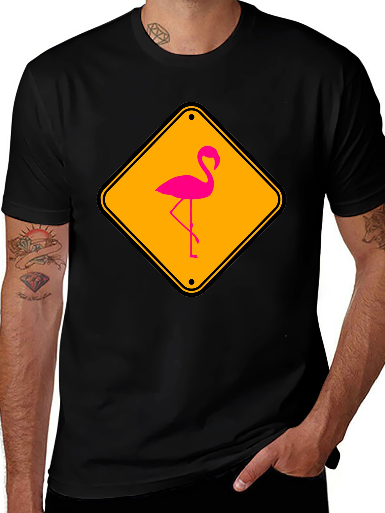 Variant 11 of Flamingo Crossing T-Shirt - Novelty Graphic Tee