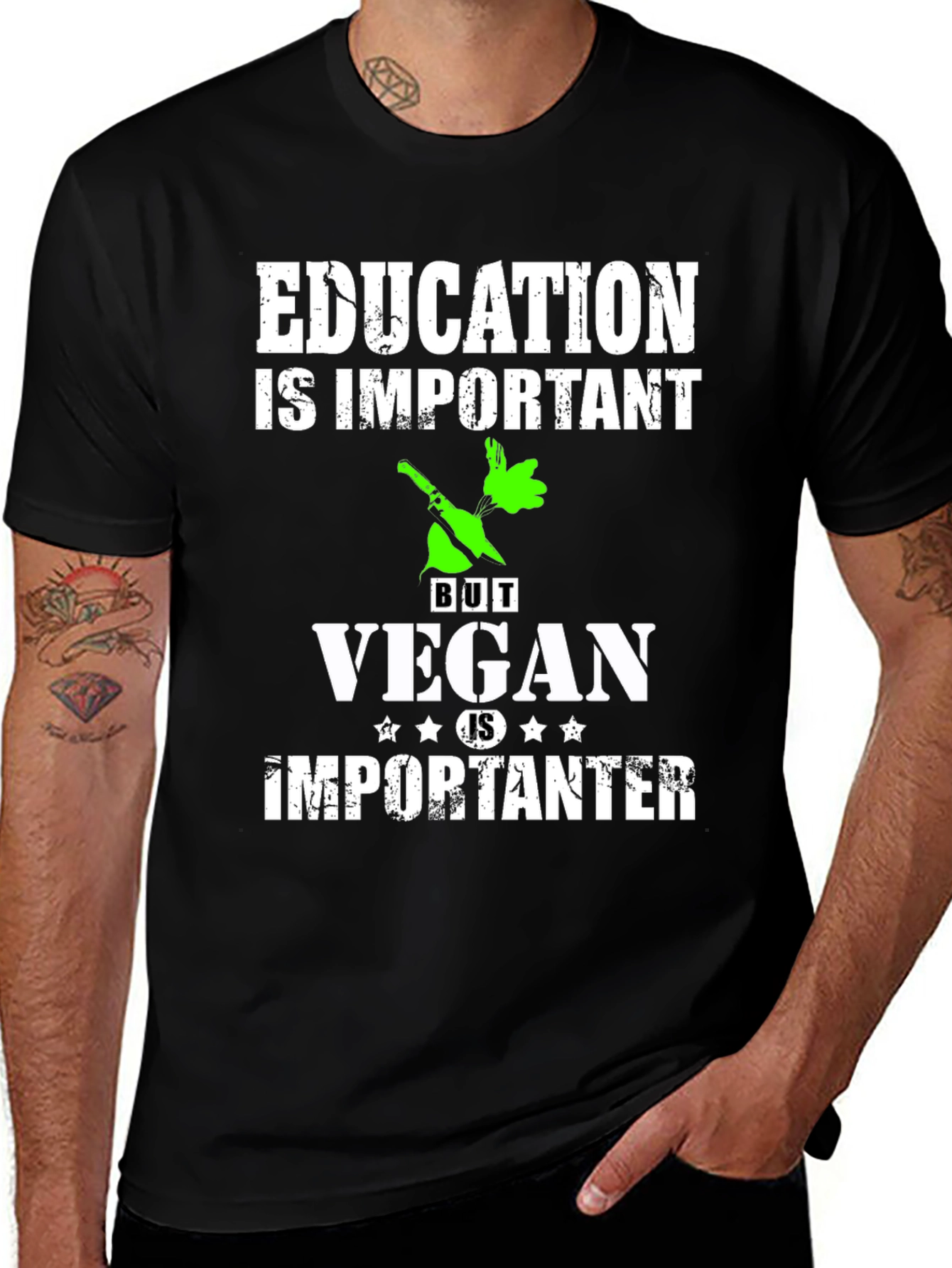 Variant 5 of Education Important But Vegan Is Importanter T-Shirt