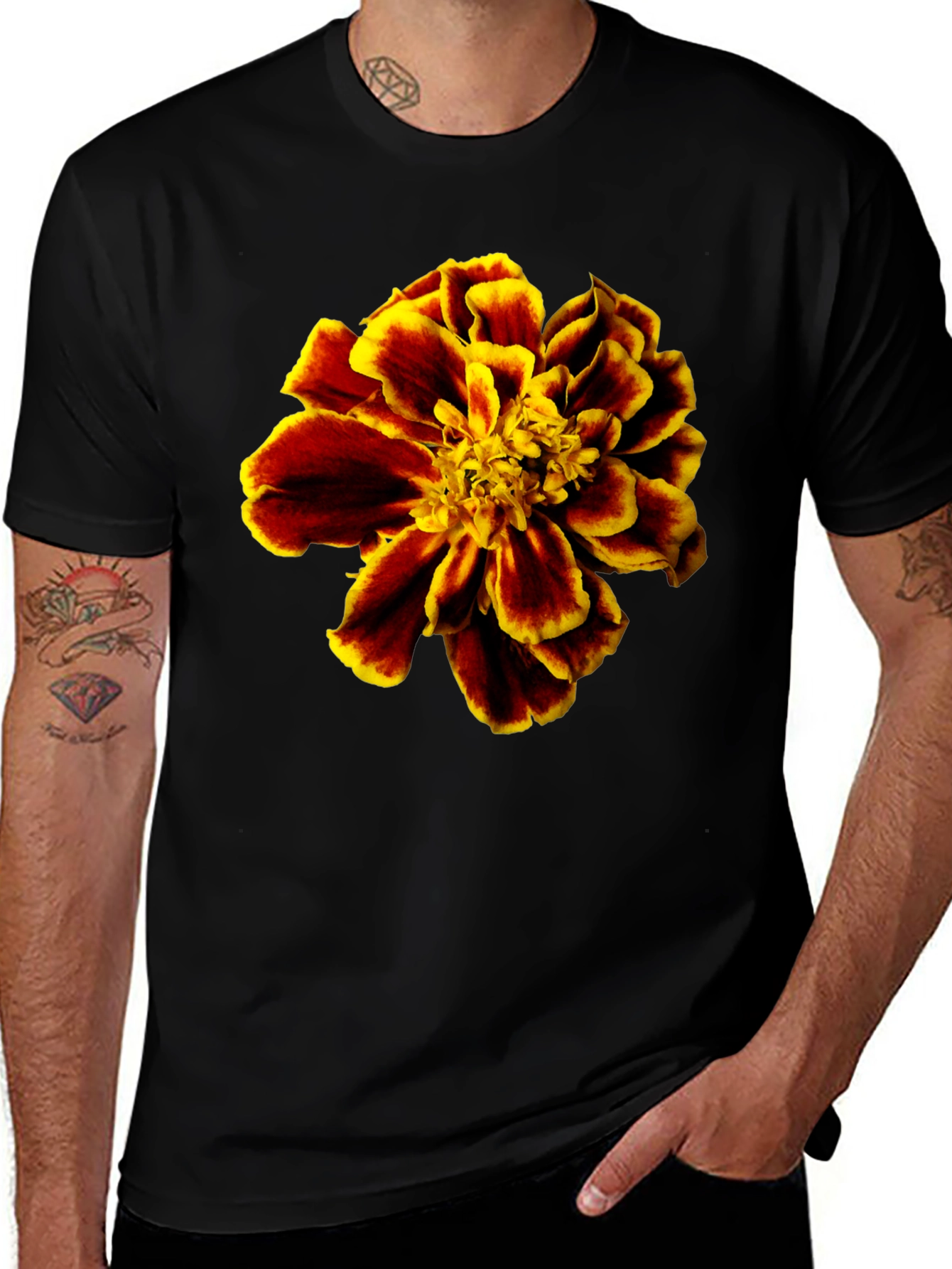 Variant 5 of Floral Print T-Shirt - Bold Flower Design