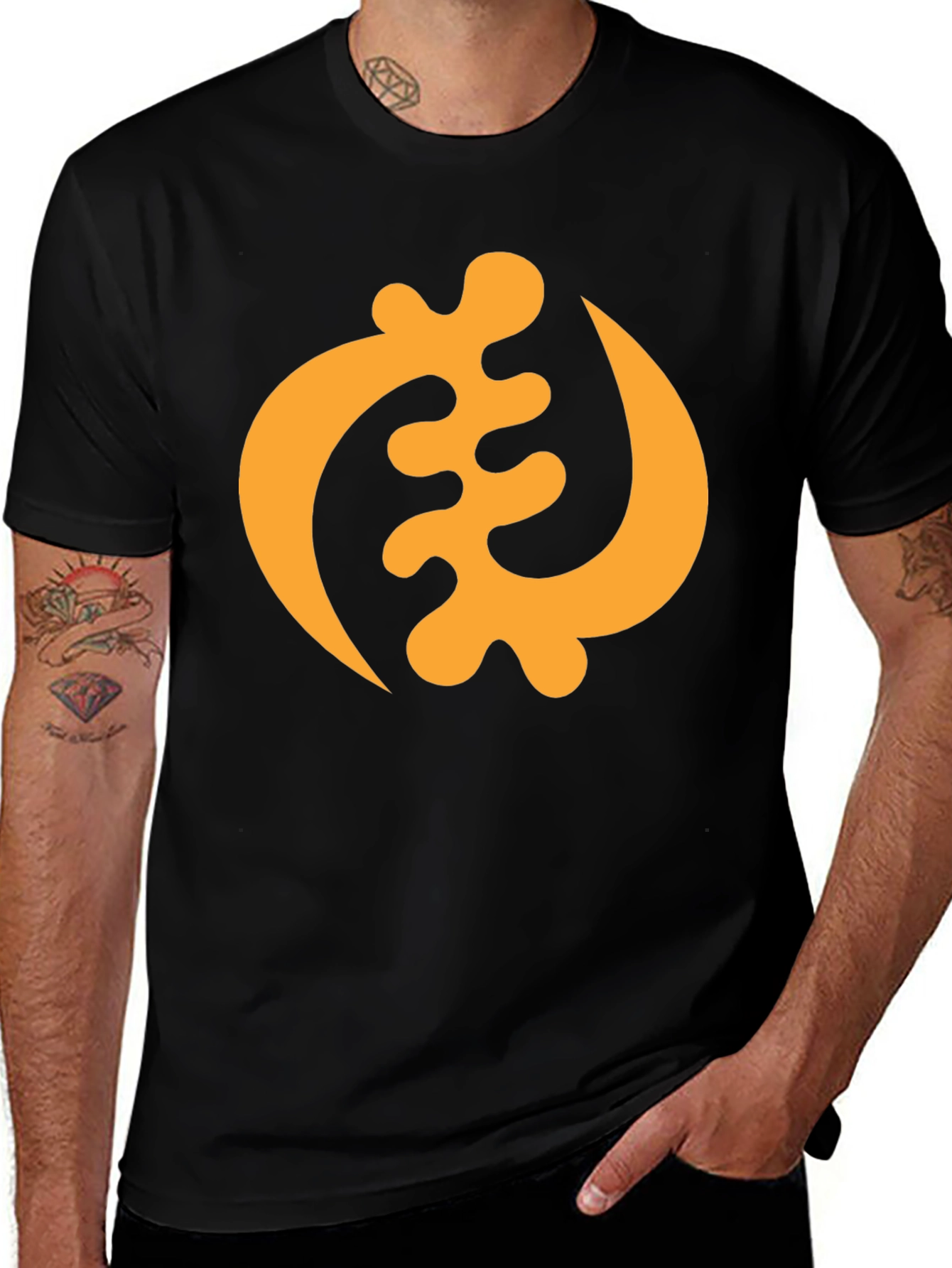Black T-Shirt with Adinkra Symbol