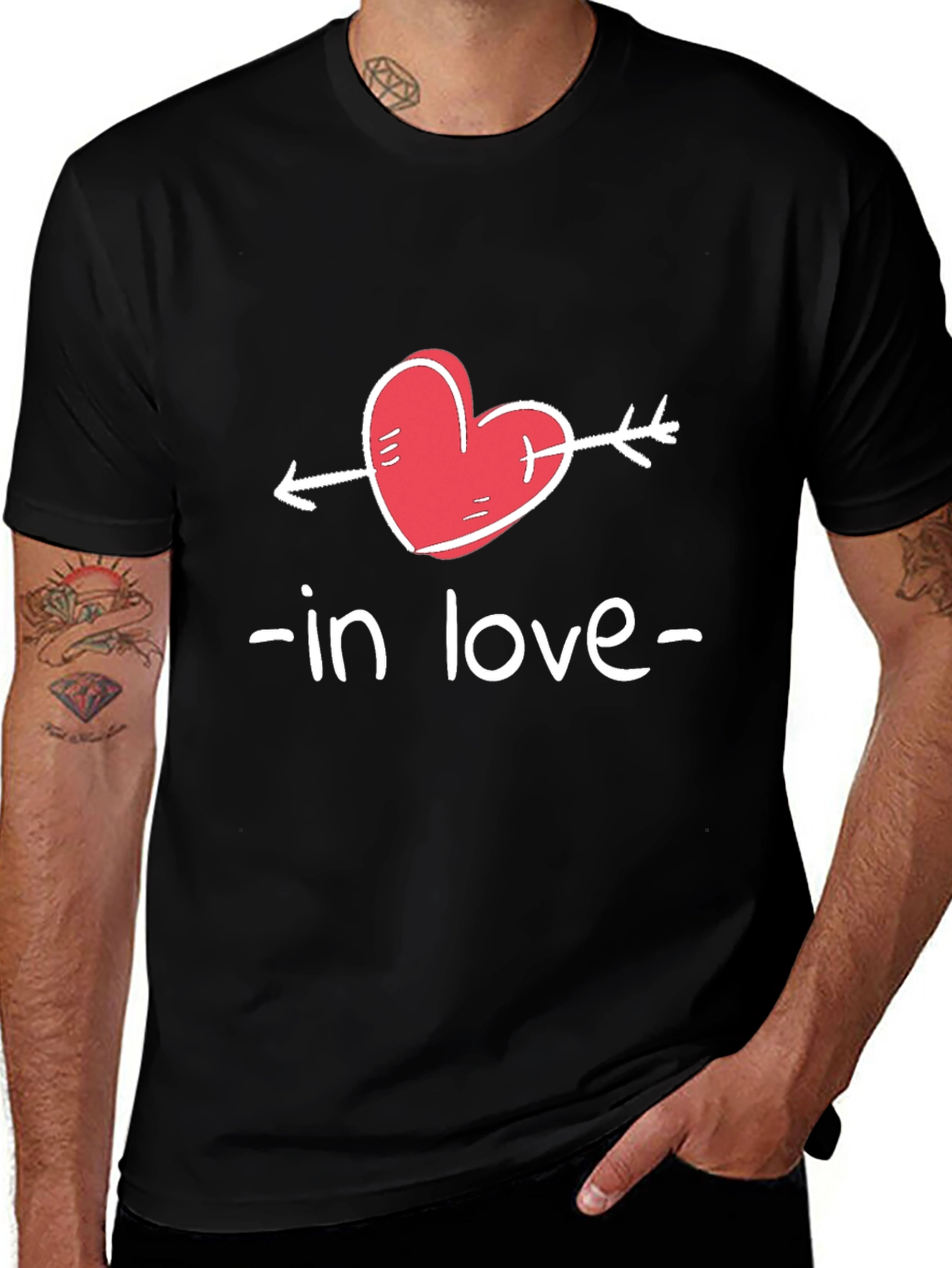 Variant 2 of In Love Heart Arrow Graphic Tee - Black