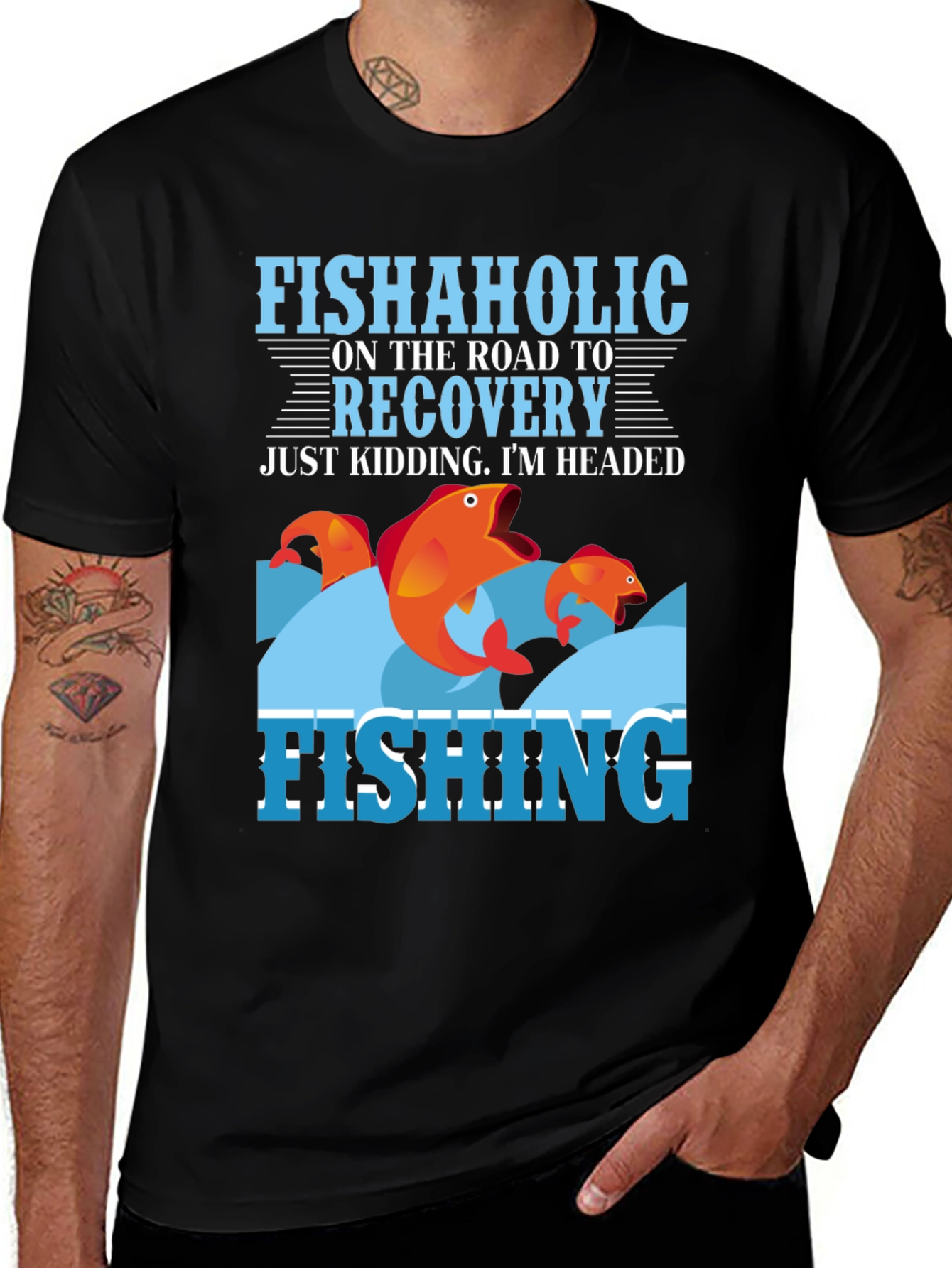 Variant 29 of Fishaholic Fishing T-Shirt - Funny Fishing Tee