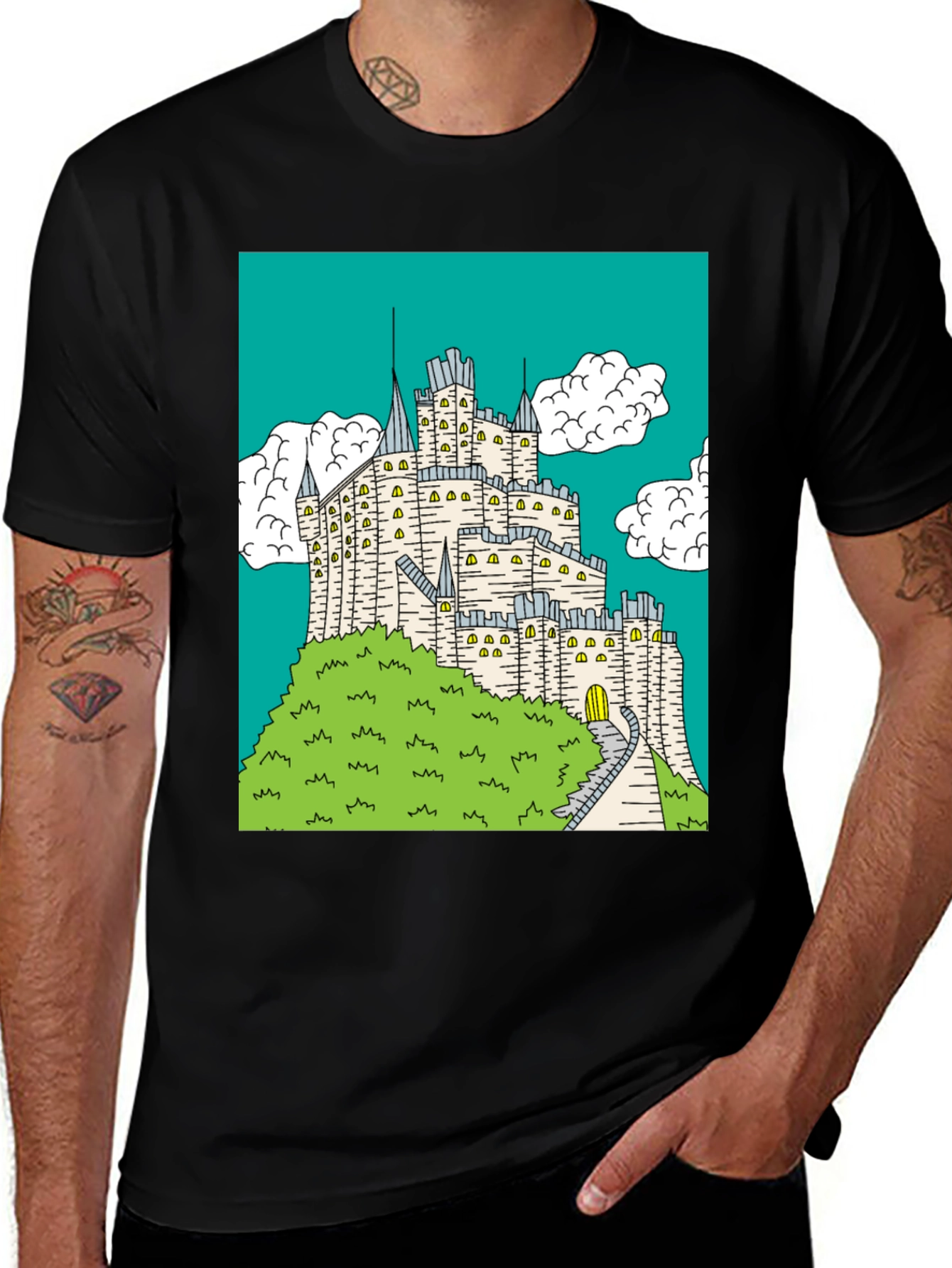Variant 15 of Castle Graphic Print Crew Neck T-Shirt