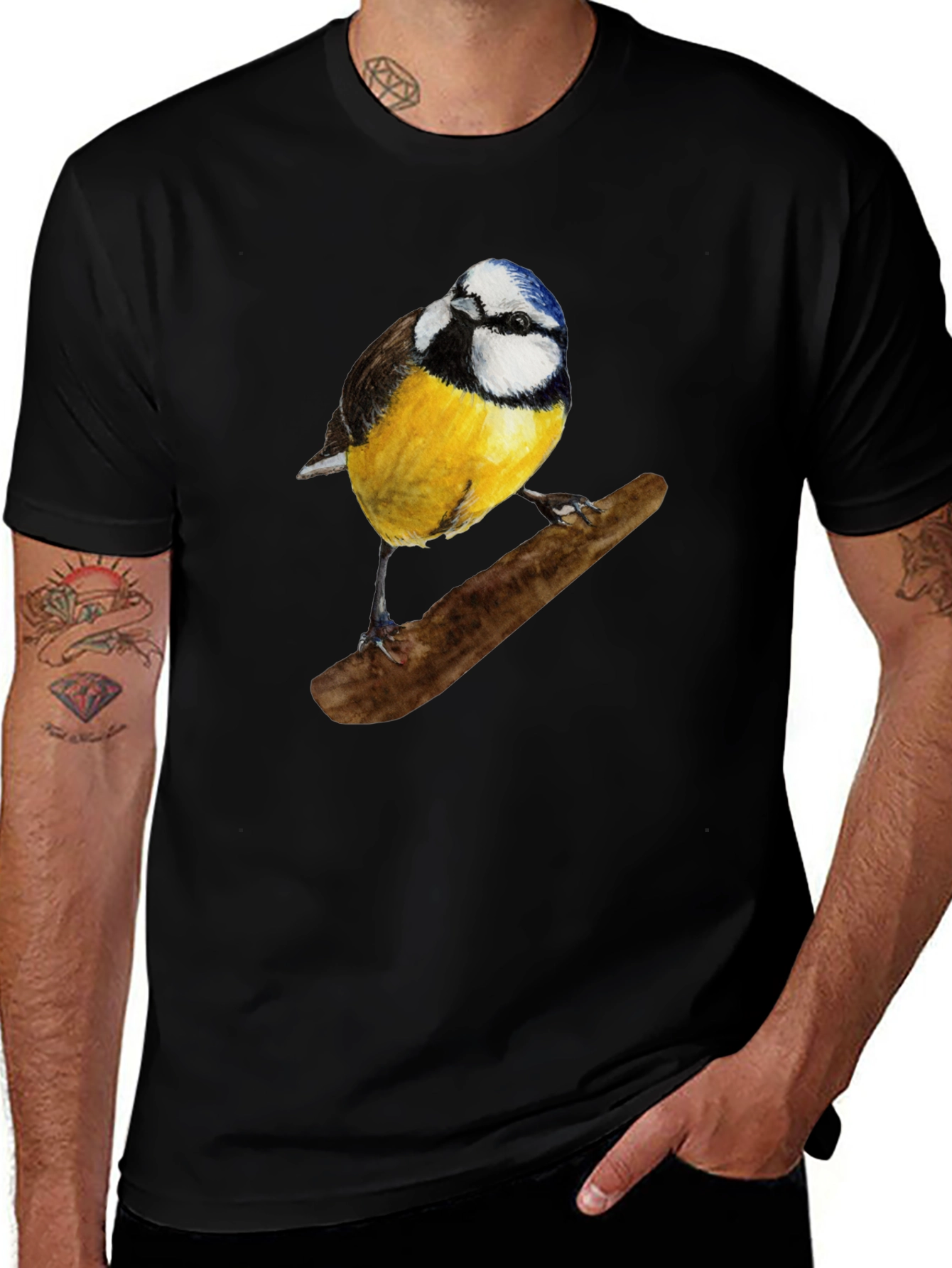 Variant 9 of Bird Print Black T-Shirt