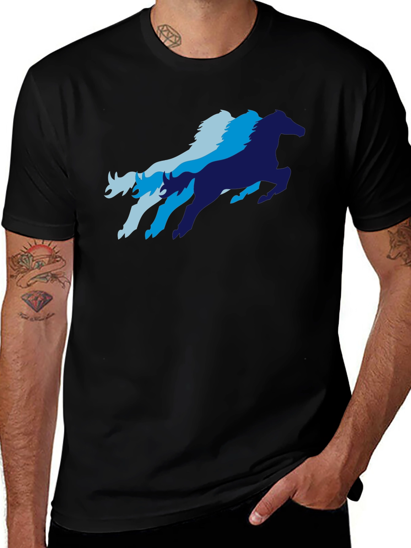 Variant 10 of Cool Horse Graphic T-Shirt - Black