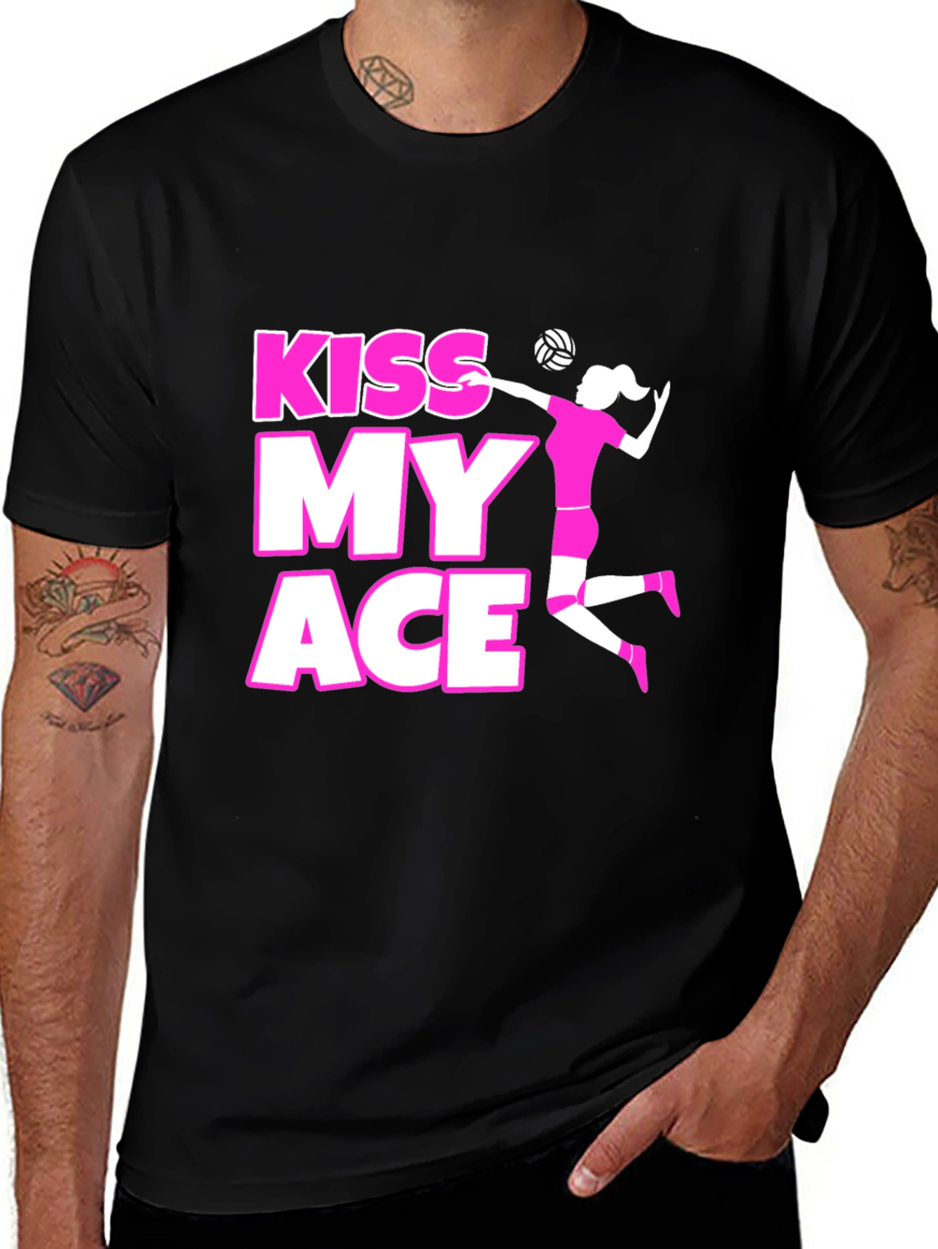 Variant 22 of Kiss My Ace Volleyball Graphic Tee - Black