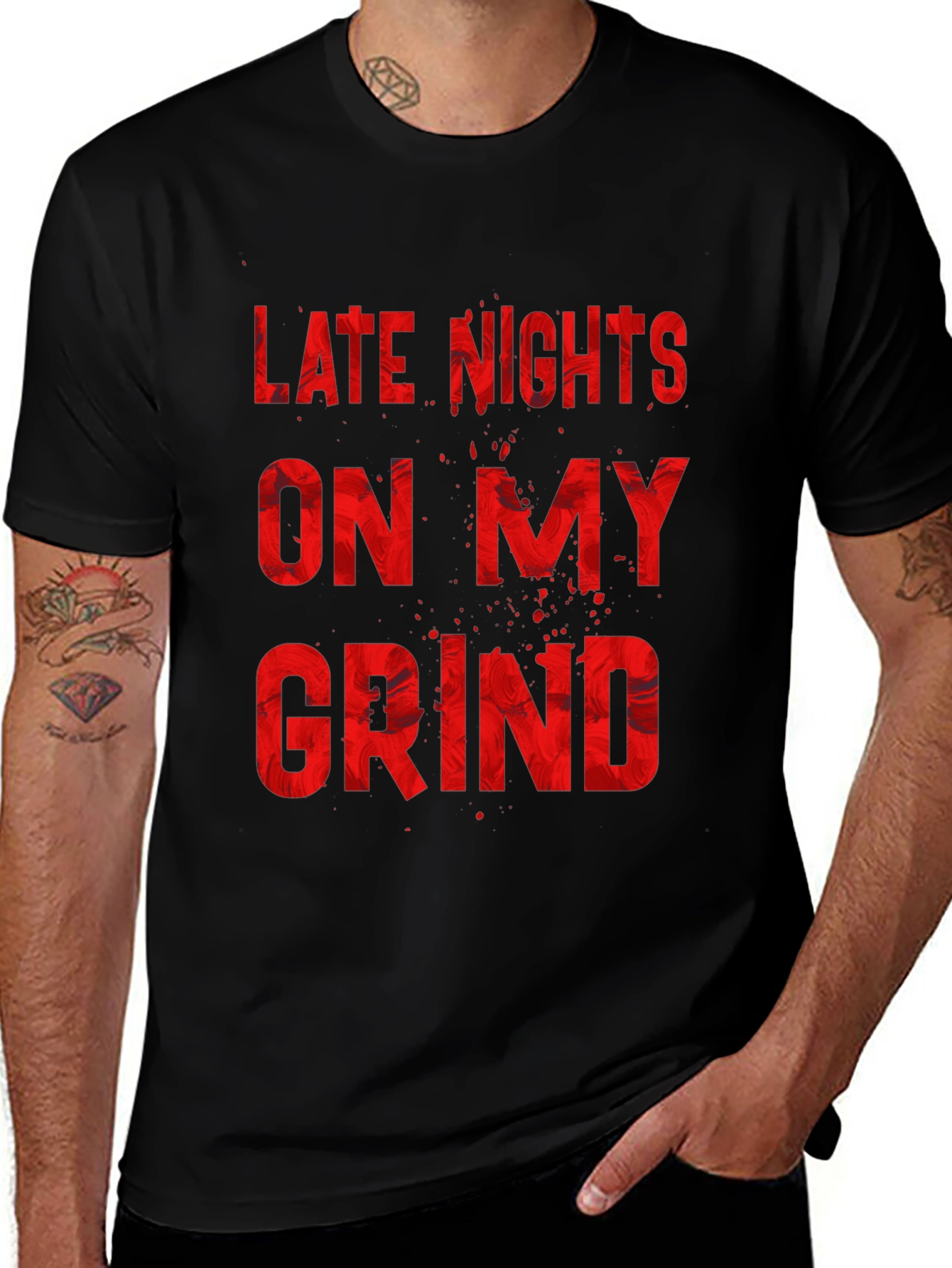 Variant 18 of Late Nights On My Grind T-Shirt - Black