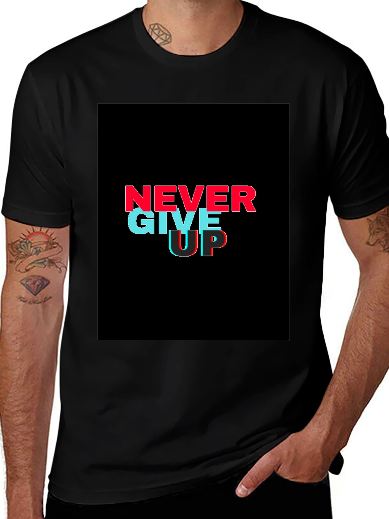Variant 21 of Never Give Up Graphic Tee - Black