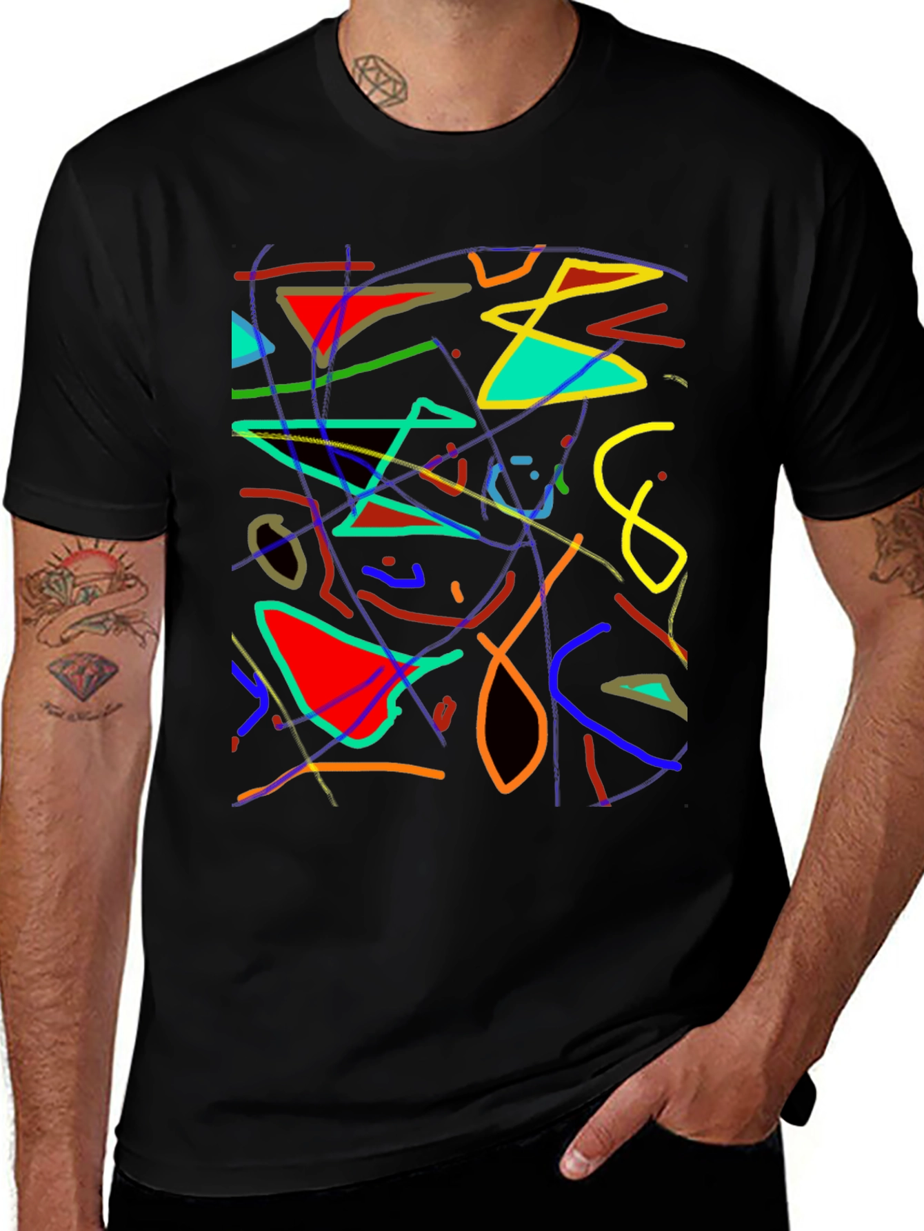 Variant 24 of Abstract Art Graphic Print Black T-Shirt